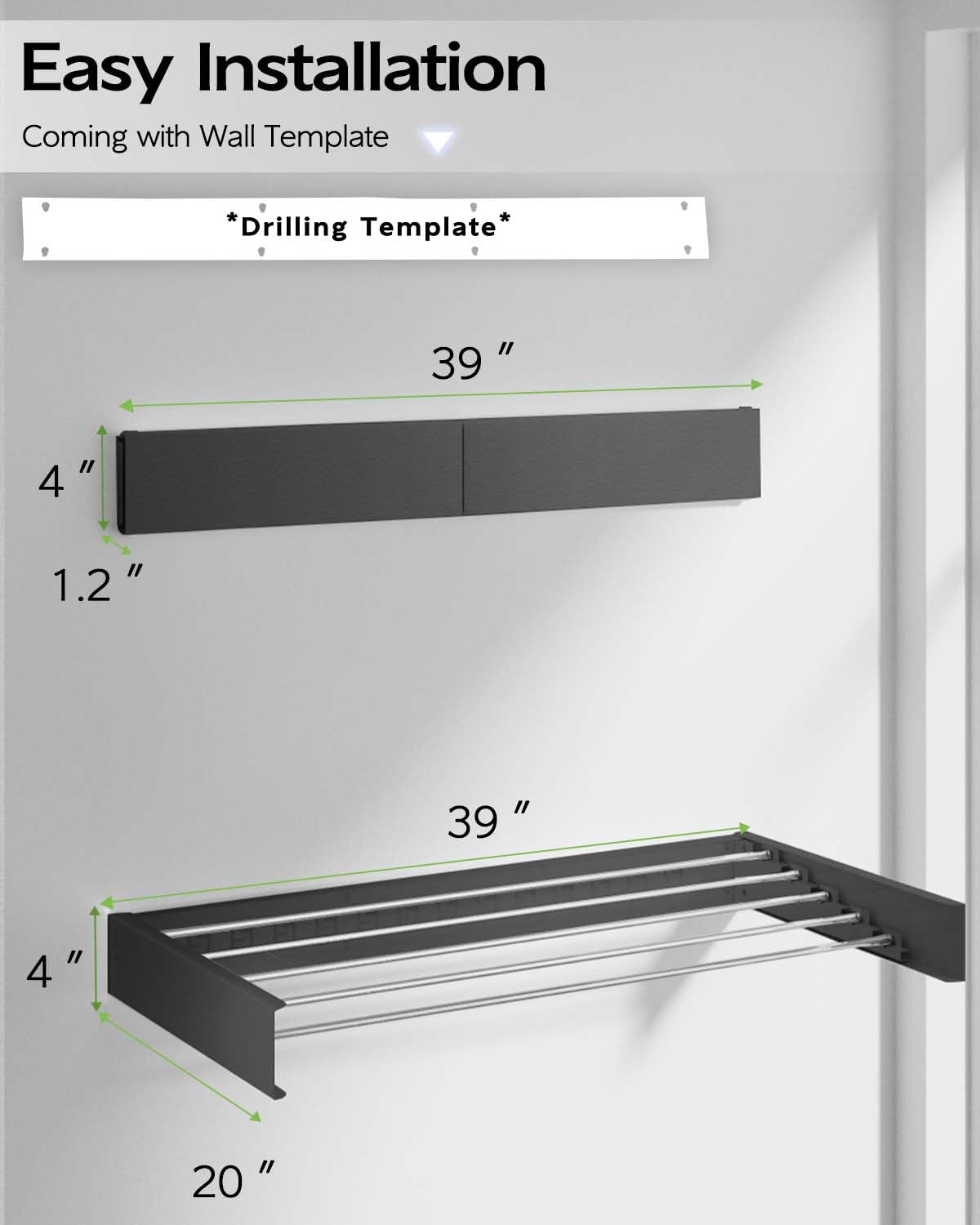 Wall Mounted Clothes Drying Rack 40"