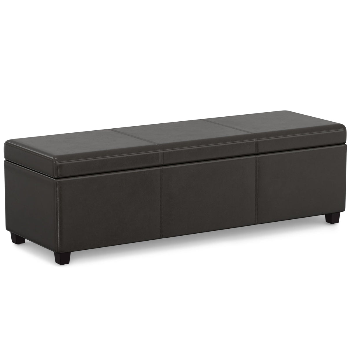Avalon 54" Wide Vegan Leather Storage Ottoman in Tanners Brown