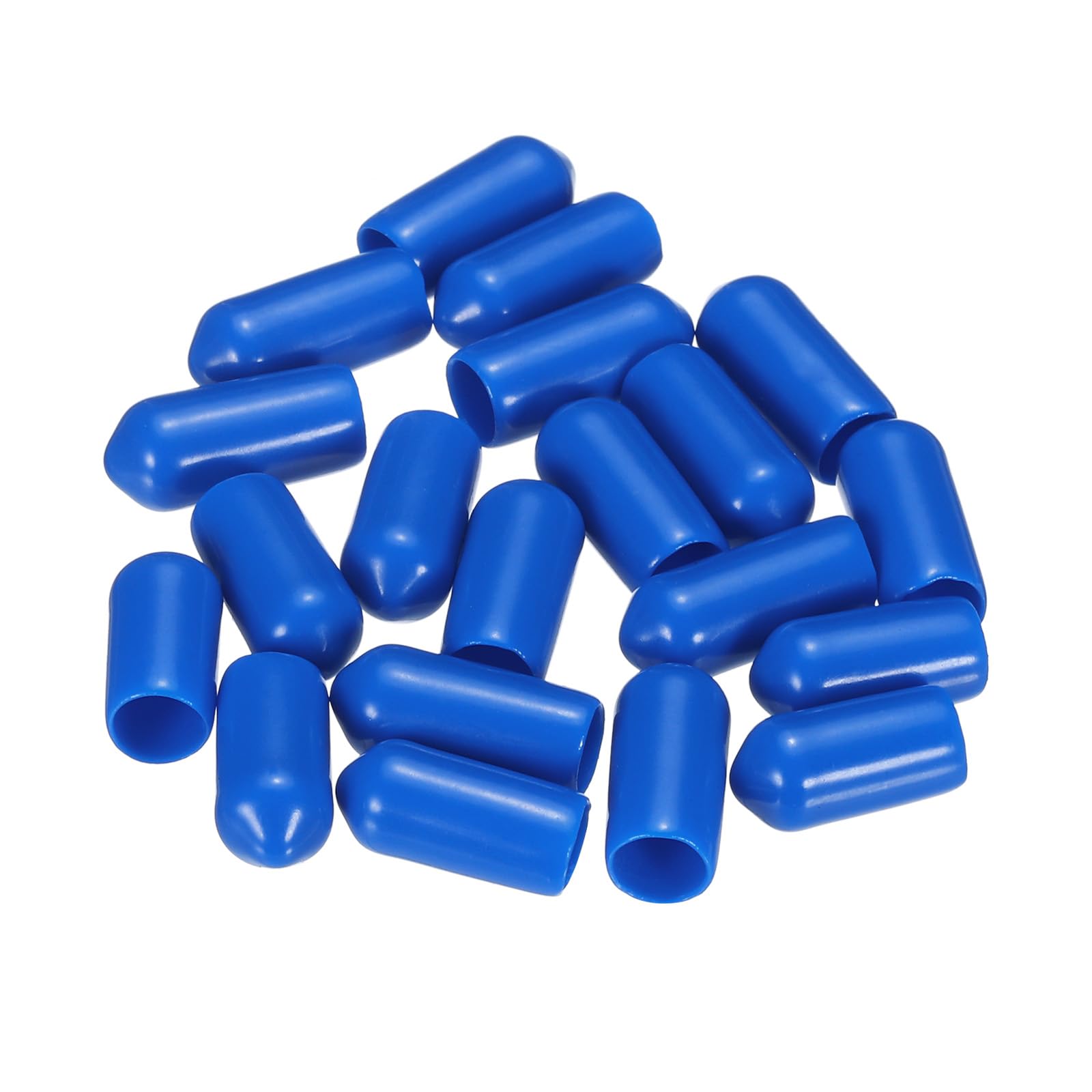 20pcs Rubber End Caps 6.5mm ID Vinyl PVC Round Tube Bolt Cap Cover Screw Thread Protectors Blue
