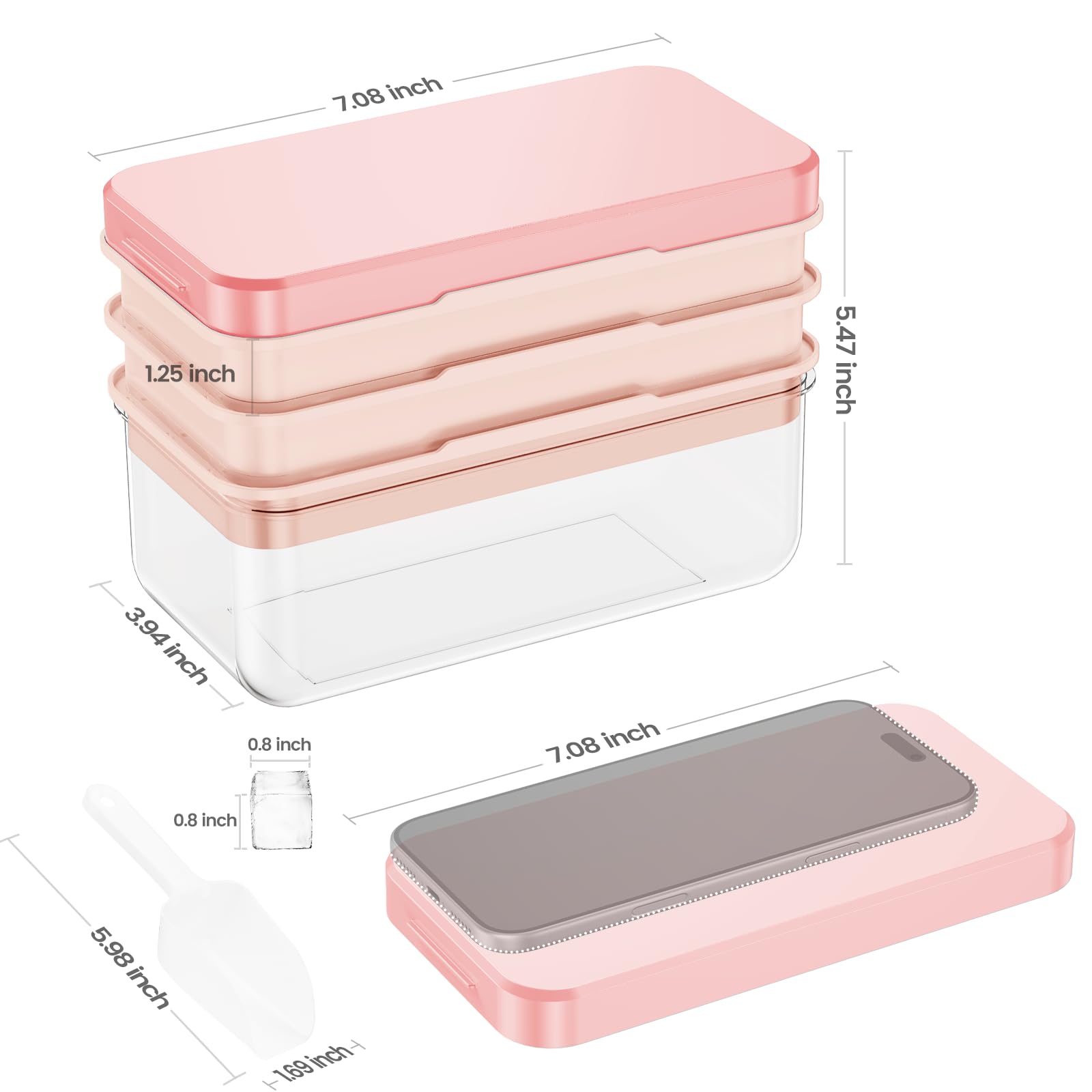 Ice Cube Tray with Lid and Bin