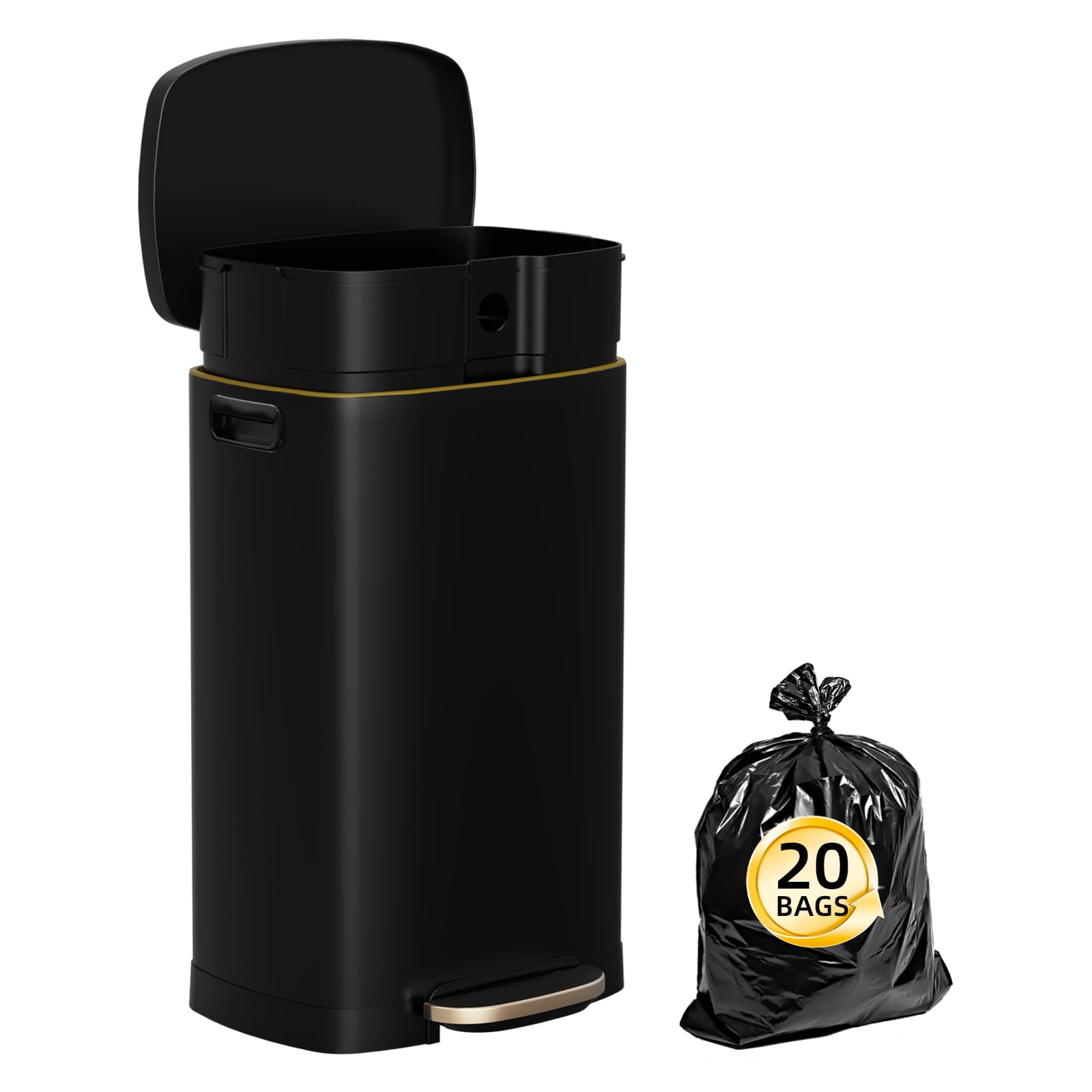 13 Gallon Trash Can with Lid (40 Count)
