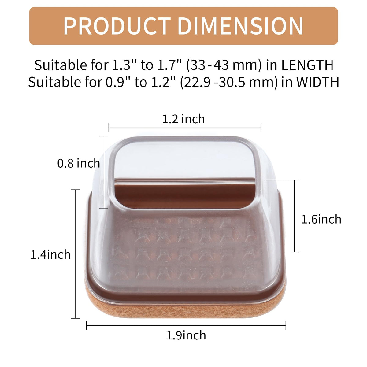 24 Pcs Rectangle Clear Silicone Chair Leg Floor Protectors Caps (24 Count)