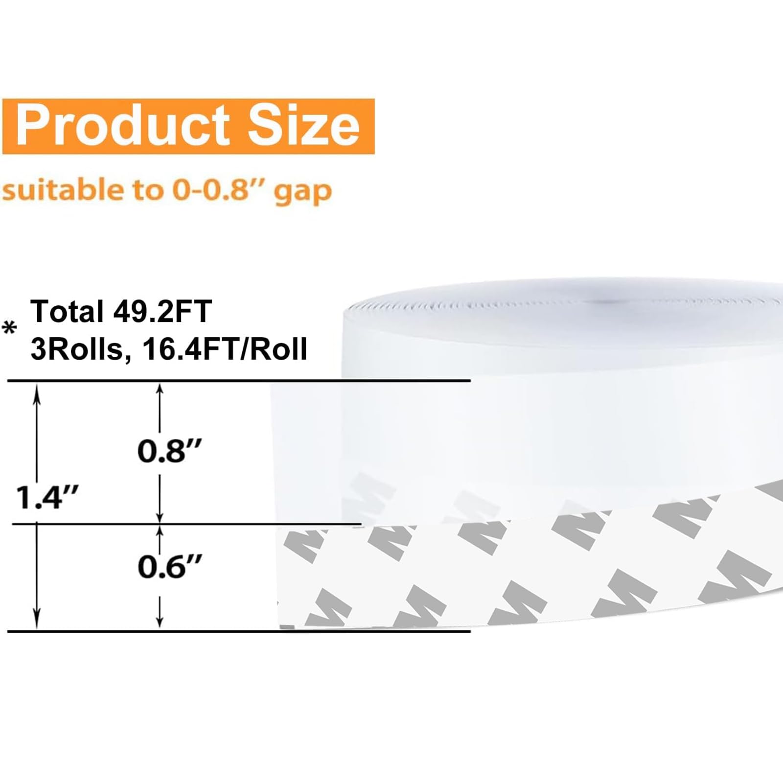 49.2 Ft Weather Stripping Door Seal Strip Tape (49.2 Foot)