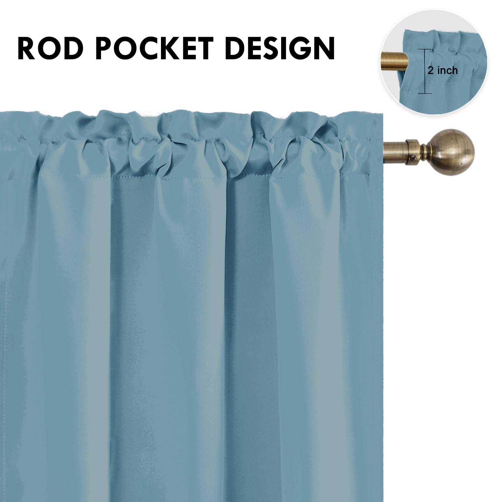 Blackout Curtains for Bedroom Living Room 38 x 63 Inch Long 2 Panels (2 Count)