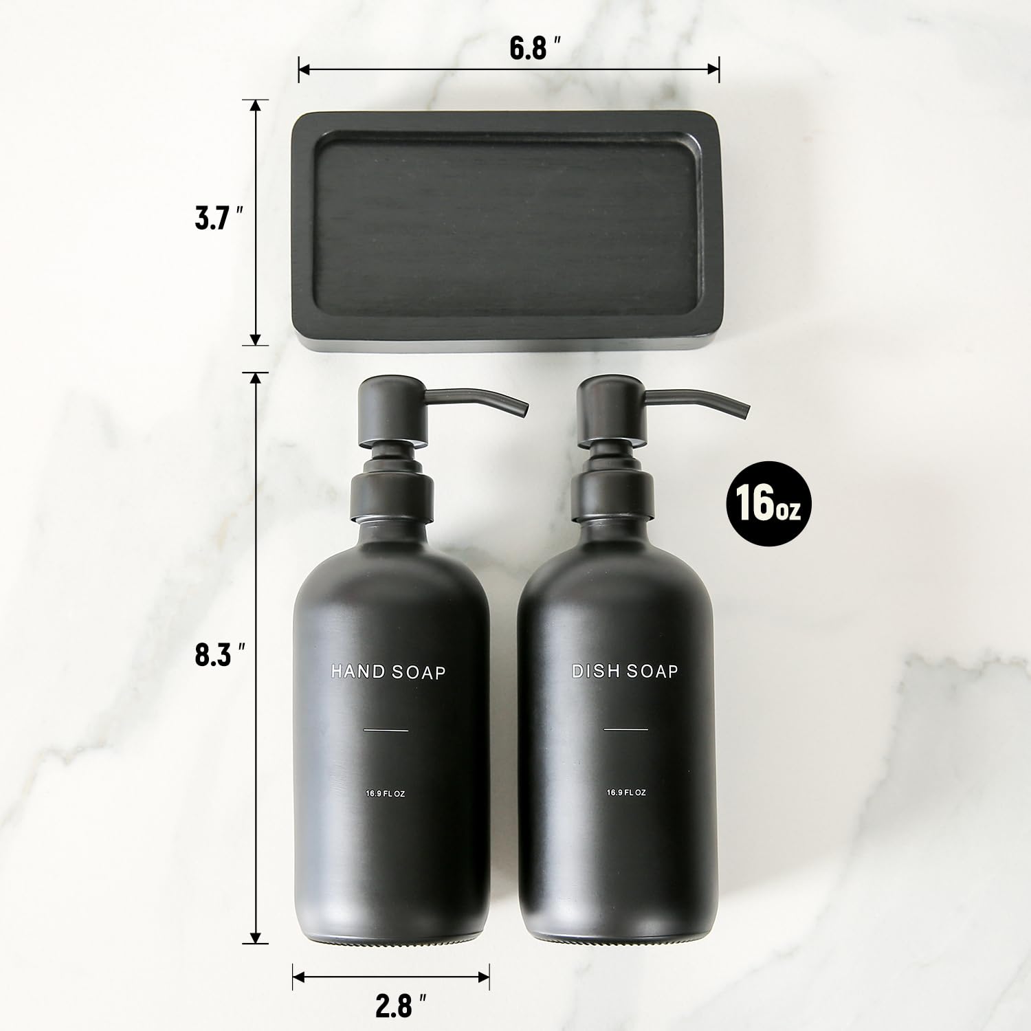 Matte Black Soap Dispenser Set