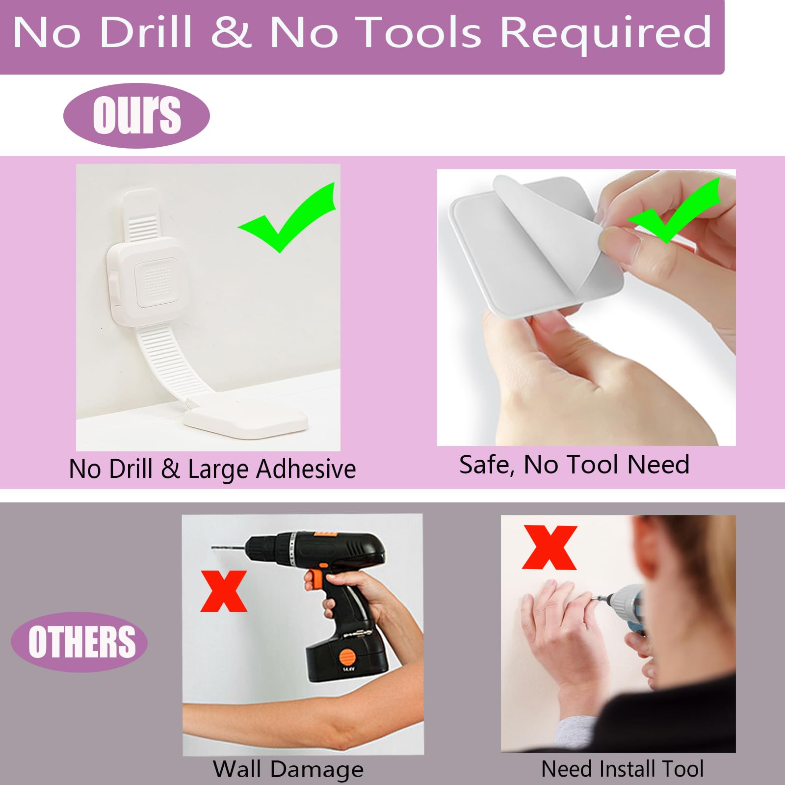 No Drill Adhesive Furniture Anchor (4 Count)