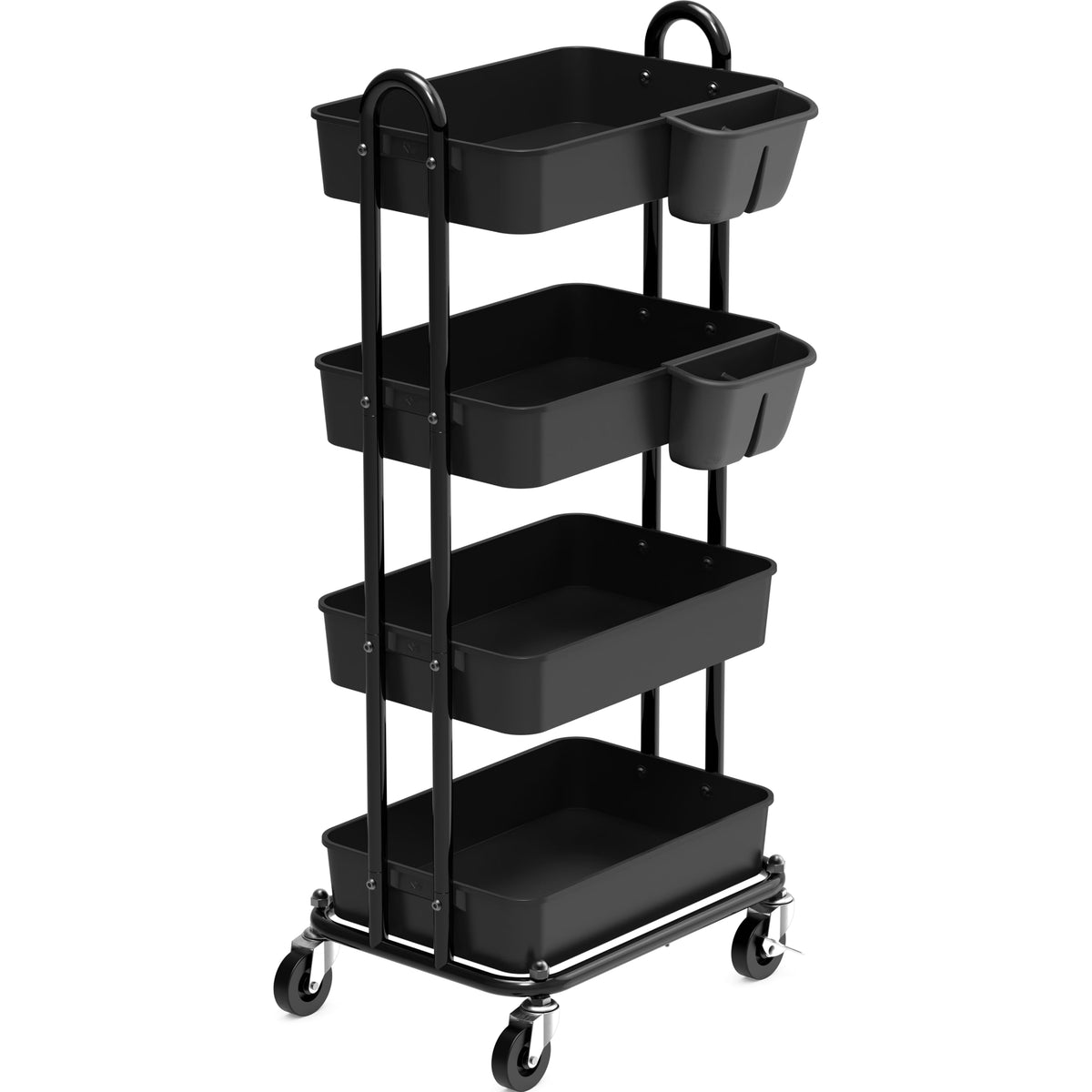4 Tier Rolling Utility Cart with Hanging Bucket