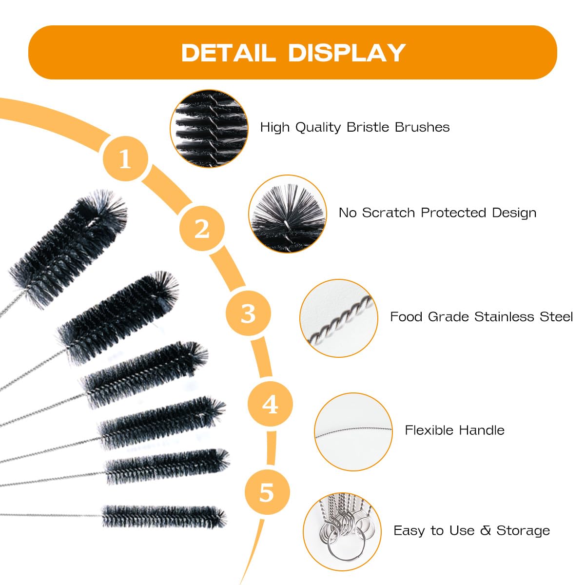 Straw Cleaner Brush Set 6 Pieces (6 Count) - ModHome Supplies