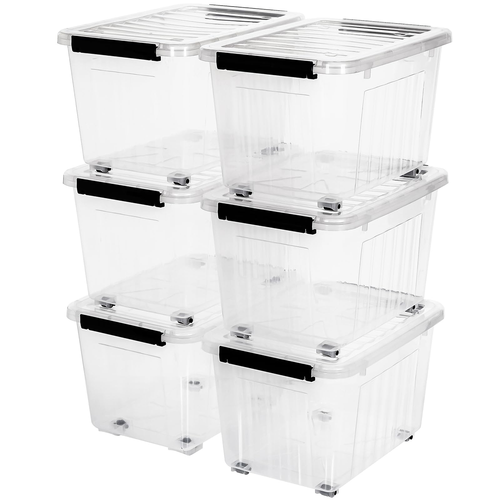 54 Quart Large Clear Plastic Storage Bins with Lids 6 (6 Count)