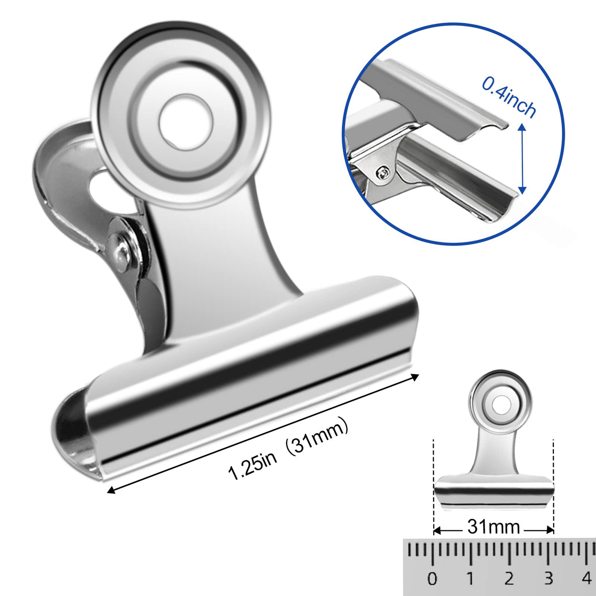 30 Pack Small Bull Clips 1.22 Inch Mini Metal Hinge Clips Binder Paper Hinge Clip for Office (30 Count)
