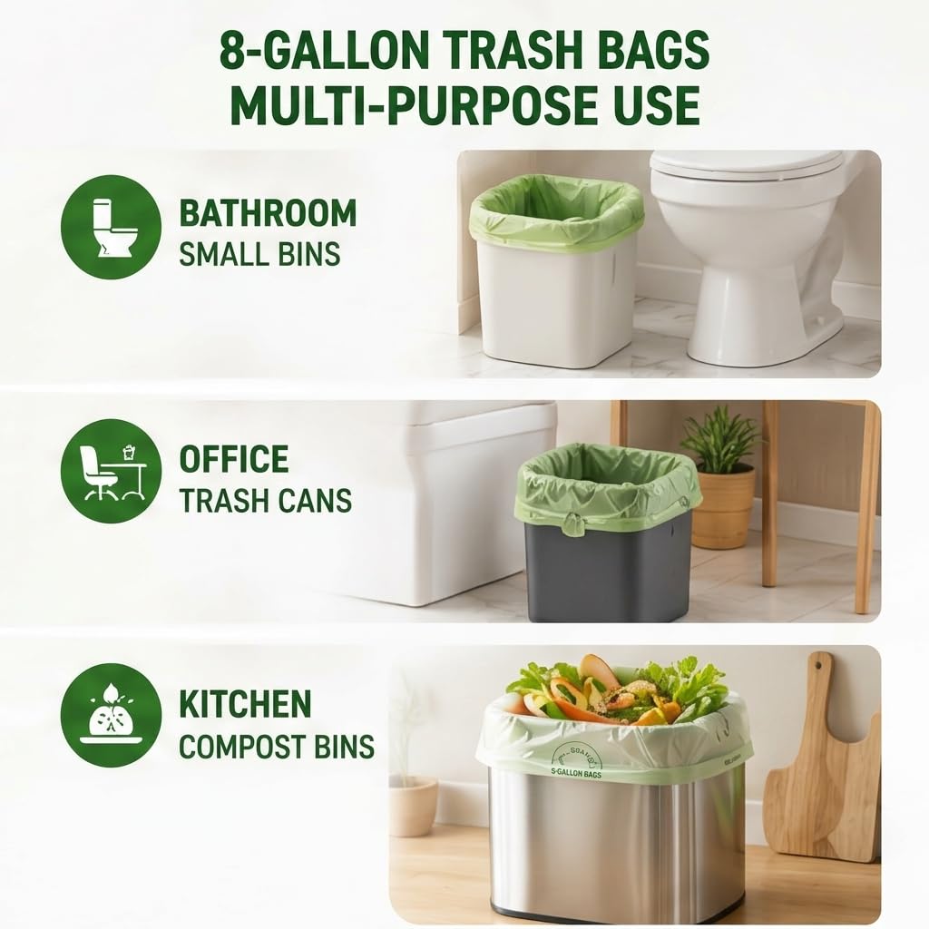 6 8 Gallon Compostable Trash Bags (100 Count)