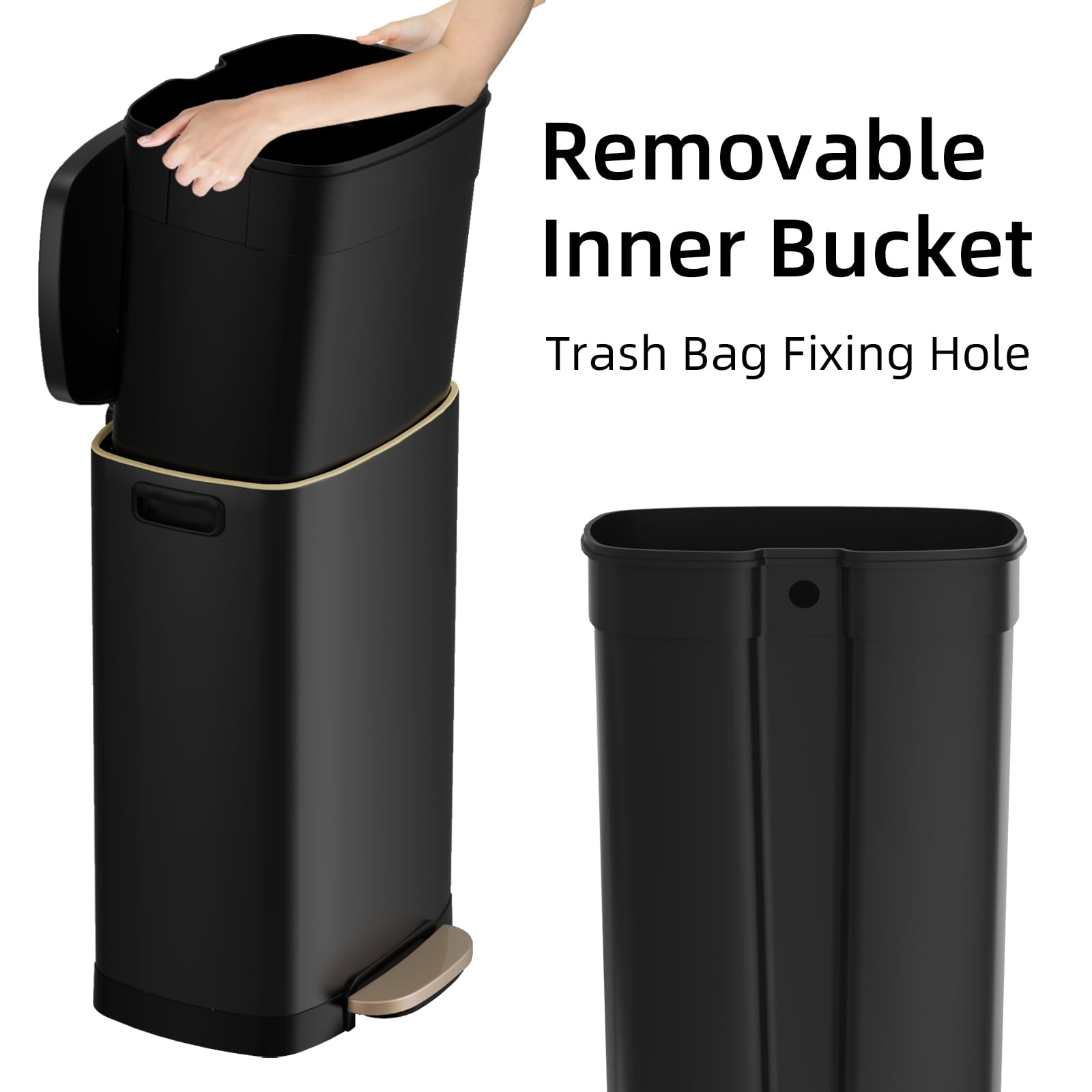 13 Gallon Kitchen Trash Can with Lid