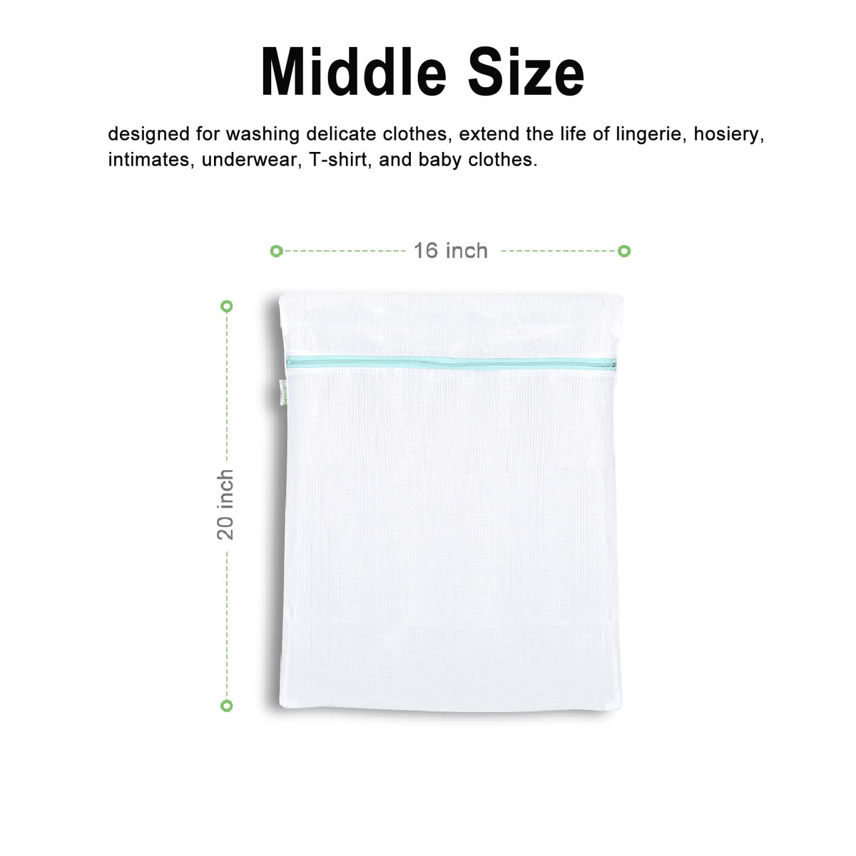 Mesh Washing Bags for Laundry 16x20 Inch Medium Mesh Bag Laundry Washer Delicates Lingerie Wash Machine Net Zipper Bag Heavy Duty Home Dorm Hotel Don't Drying (2 Count)