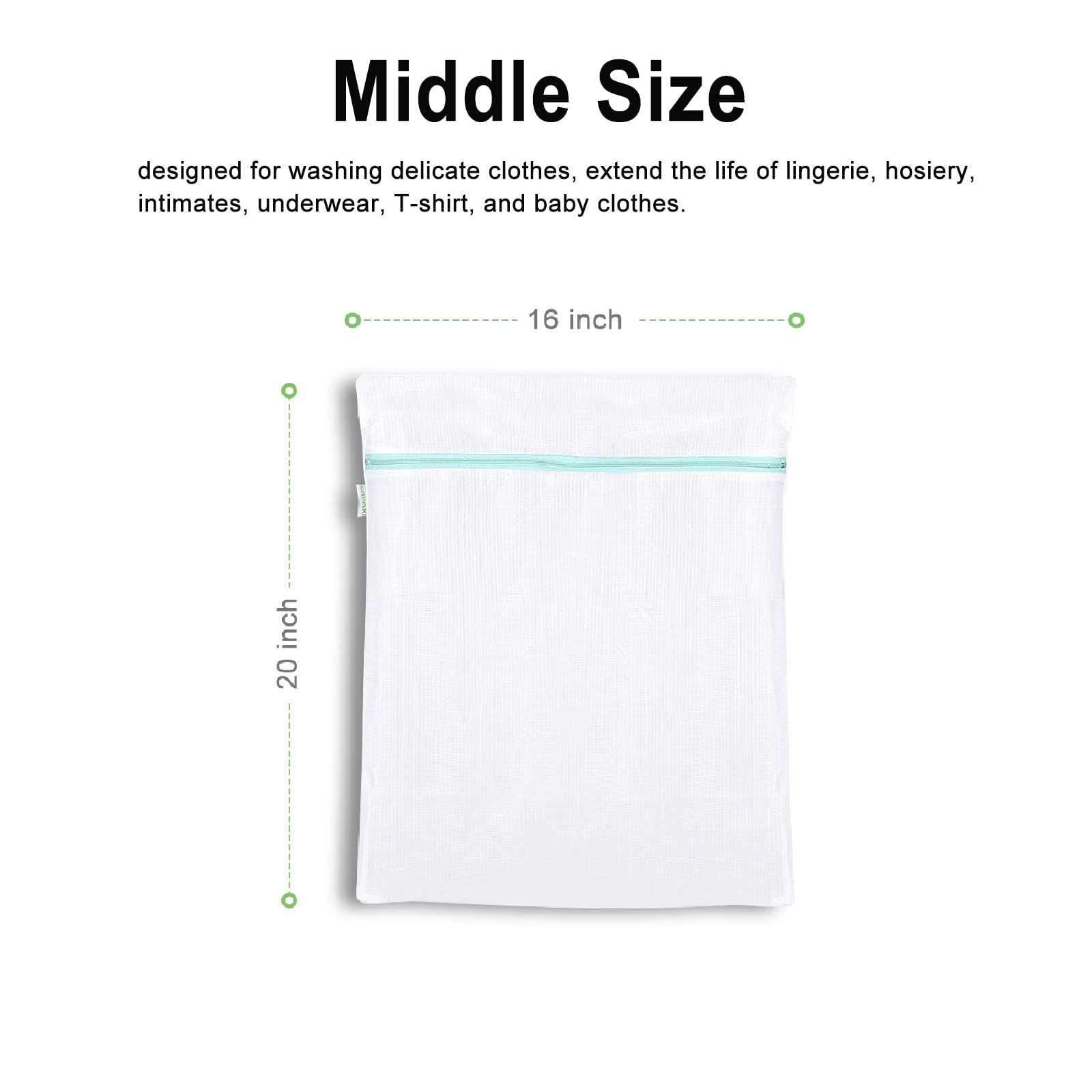 Mesh Washing Bags for Laundry 16x20 Inch Medium Mesh Bag Laundry Washer Delicates Lingerie Wash Machine Net Zipper Bag Heavy Duty Home Dorm Hotel Don't Drying (2 Count)