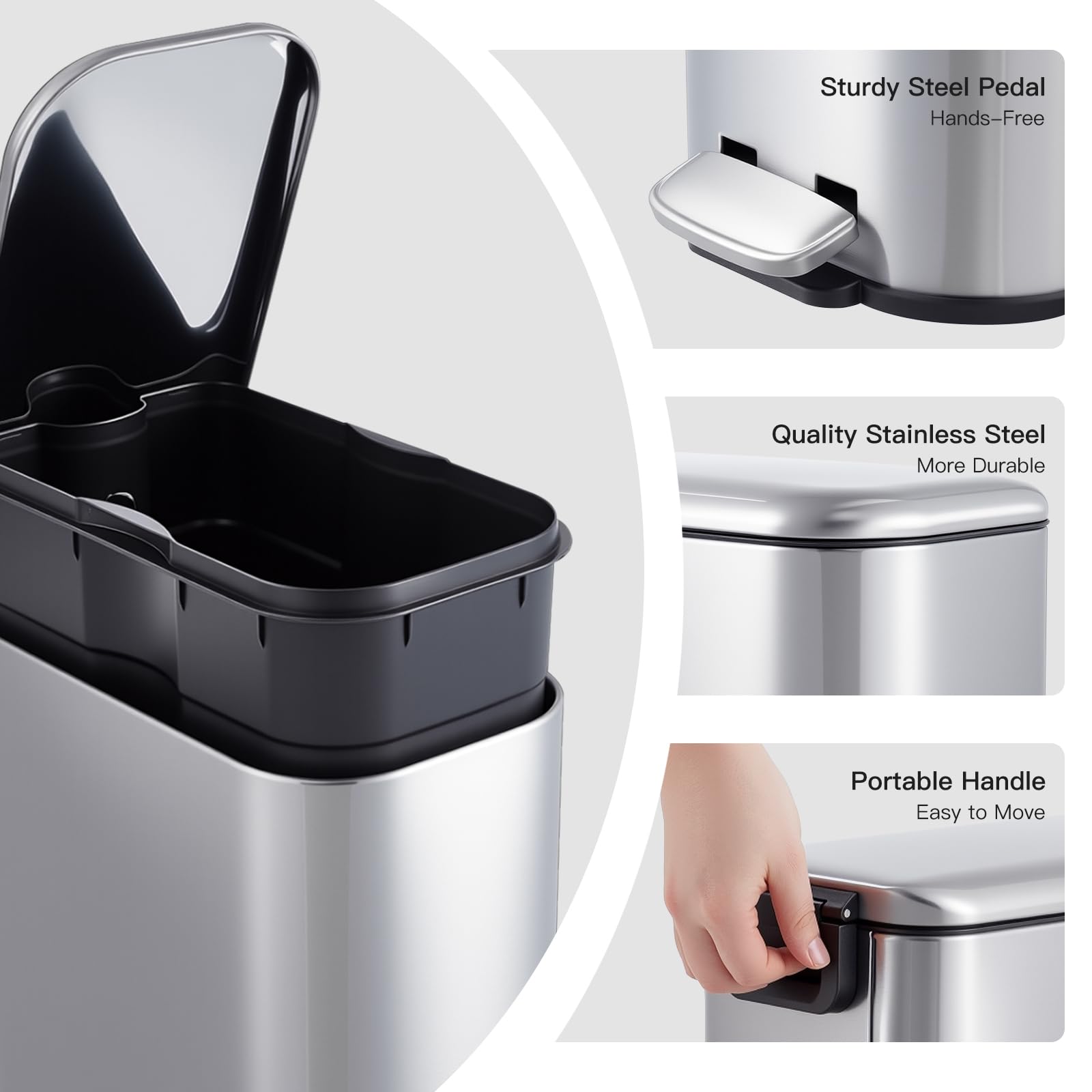 3.2 Gallon Bathroom Trash Can