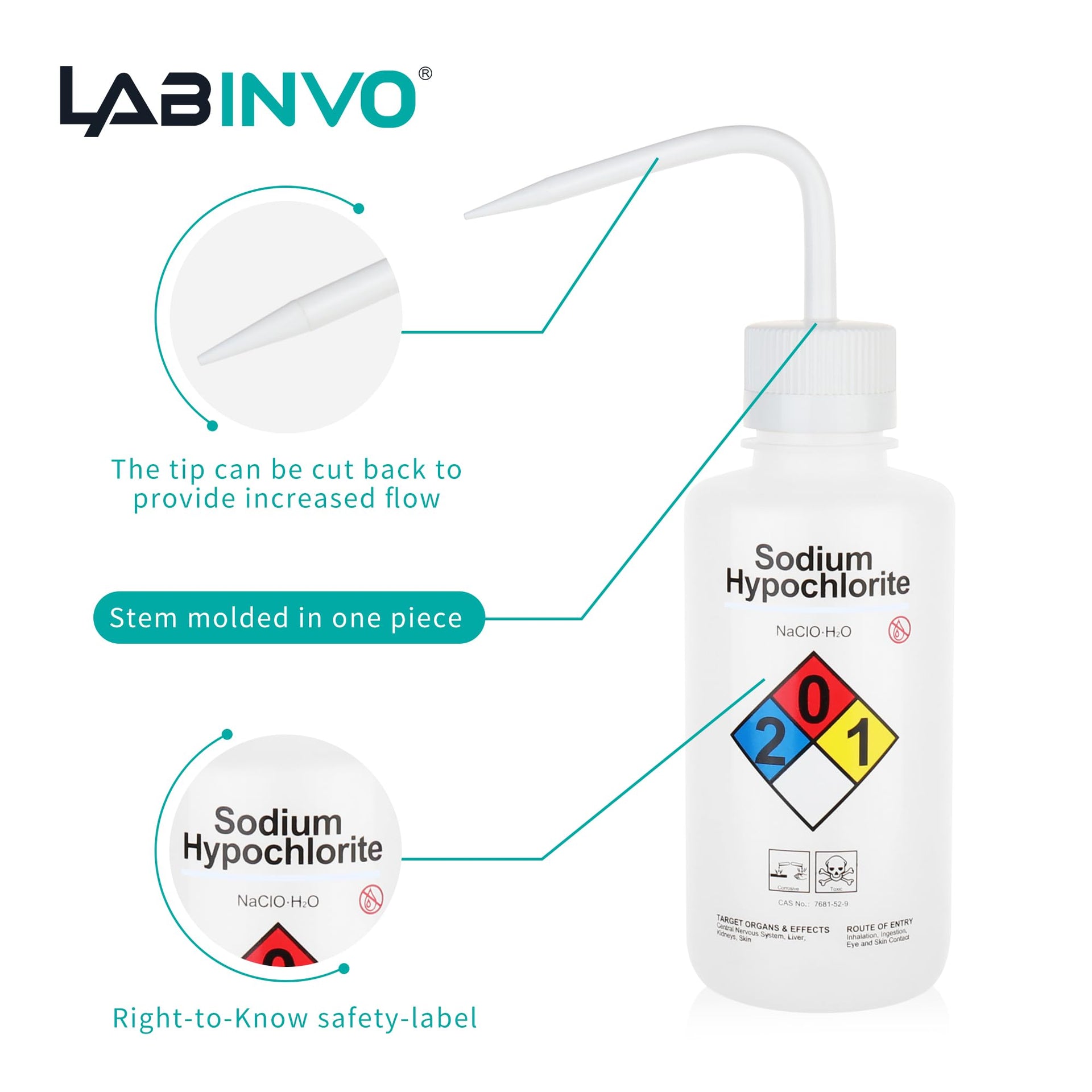4pcs of Sodium Hypochloride Wash Bottles (4 Count)