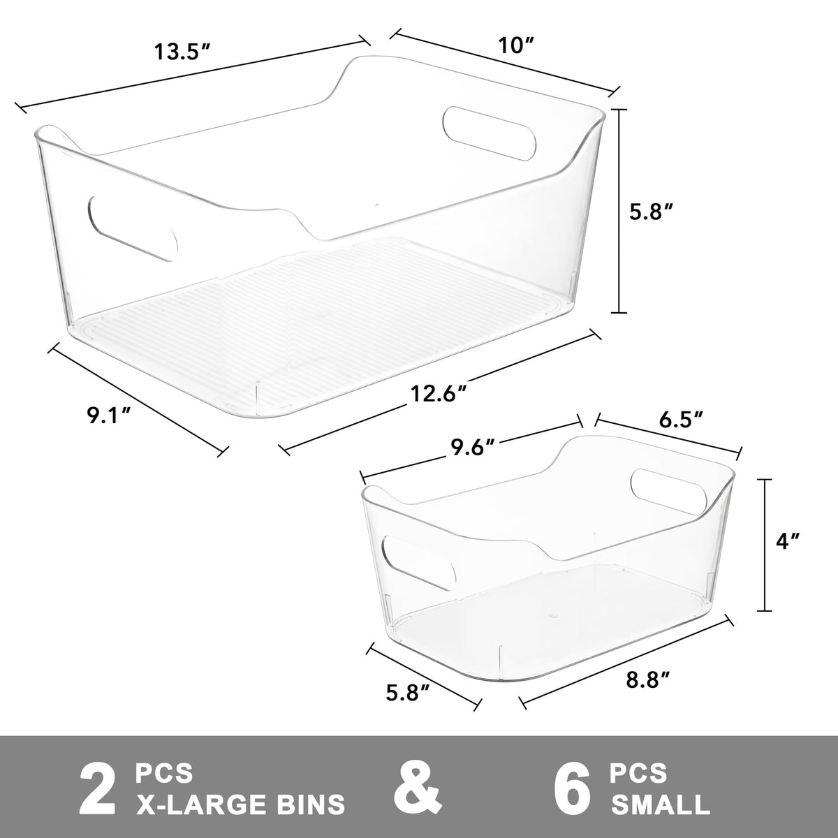 Set of 8 Clear Plastic Storage Bins (8 Count)