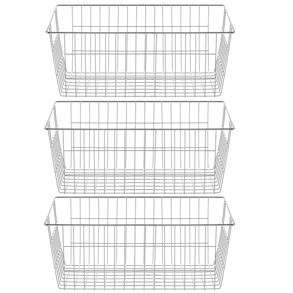 Freezer Baskets Wire Storage Baskets Closet Organization Baskets Bin Farmhouse Storage Bins Large Organizer Bins for Home (3 Count)