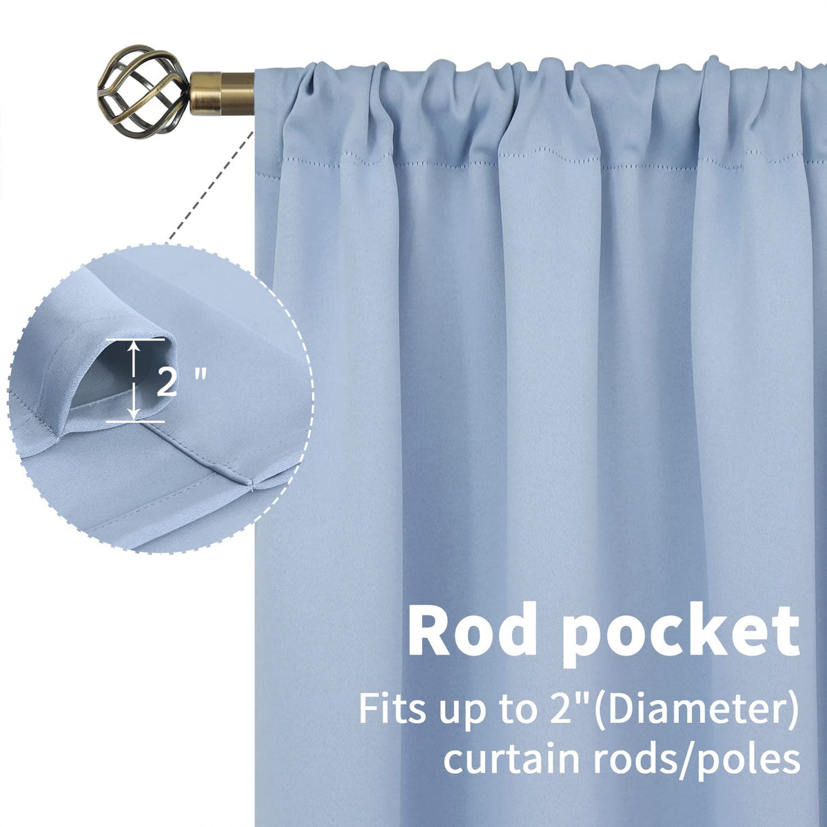 Small Blue Curtains 36 Inch Length (2 Count)