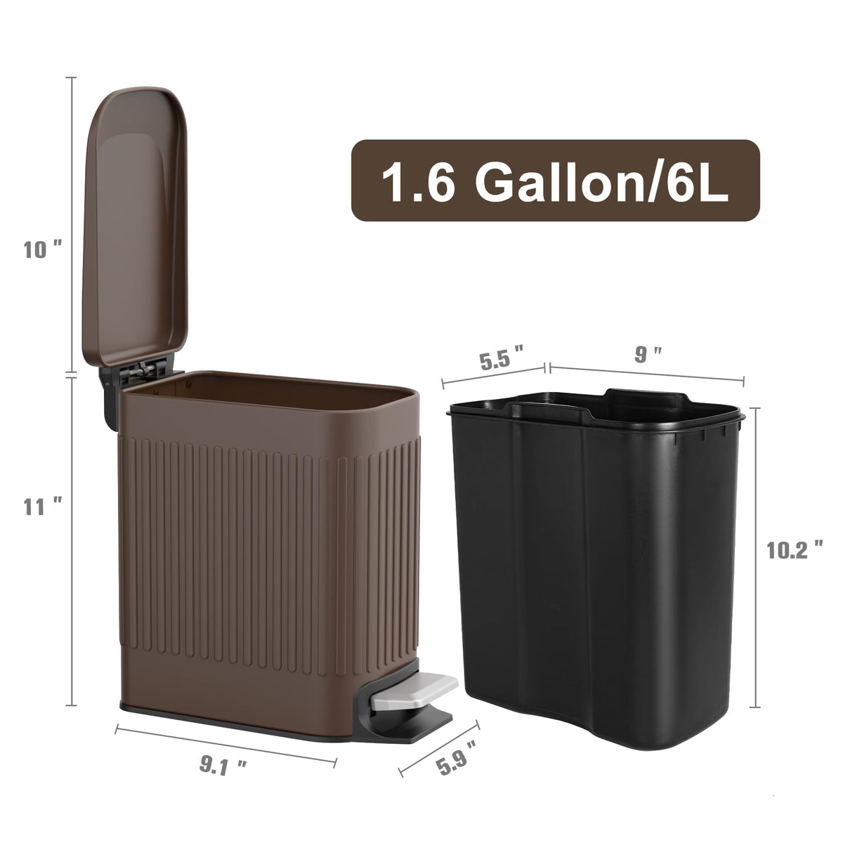 Slim Bathroom Trash Can with Lid Soft Close & Pedal
