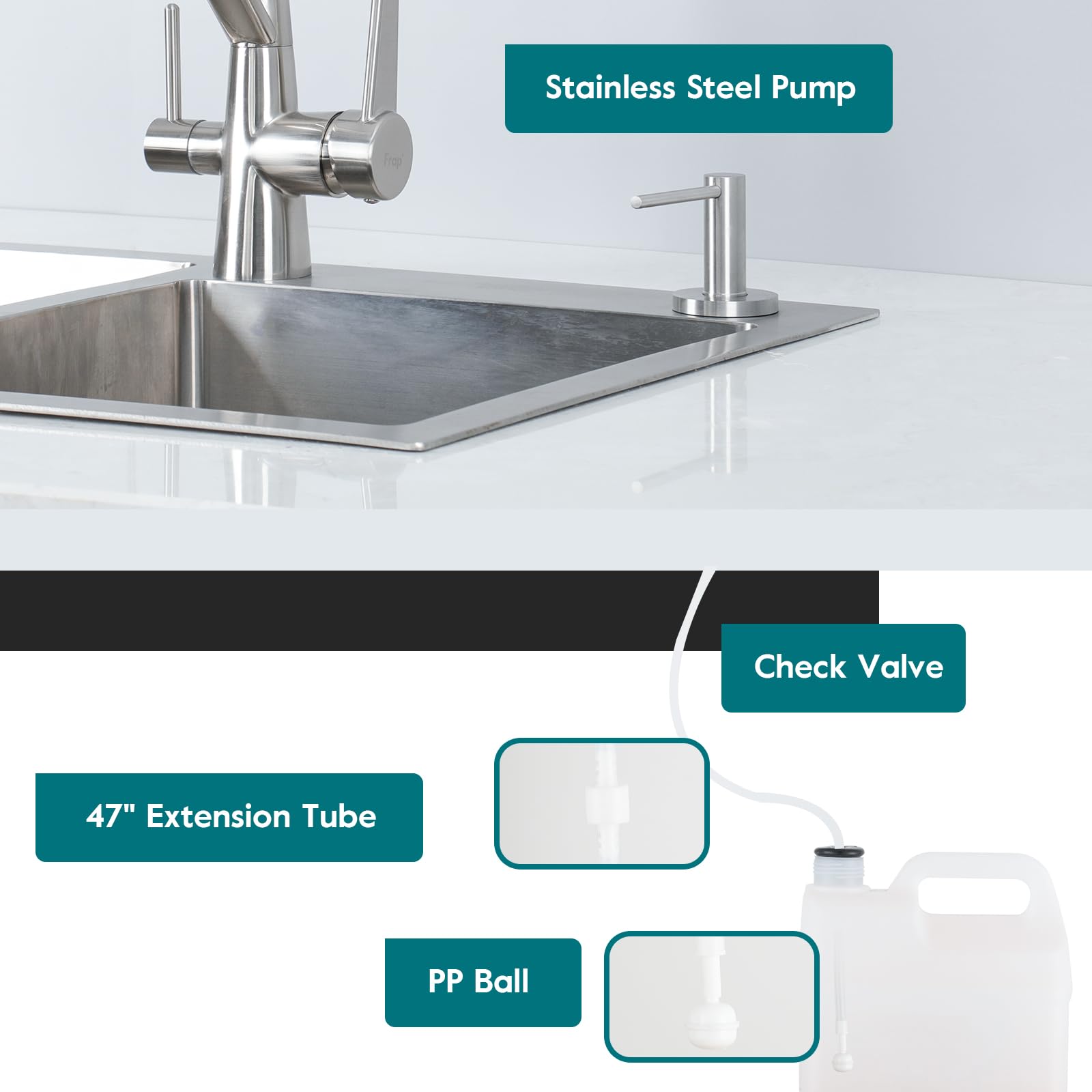 Upgraded Soap Dispenser for Kitchen Sink Brushed Nickel