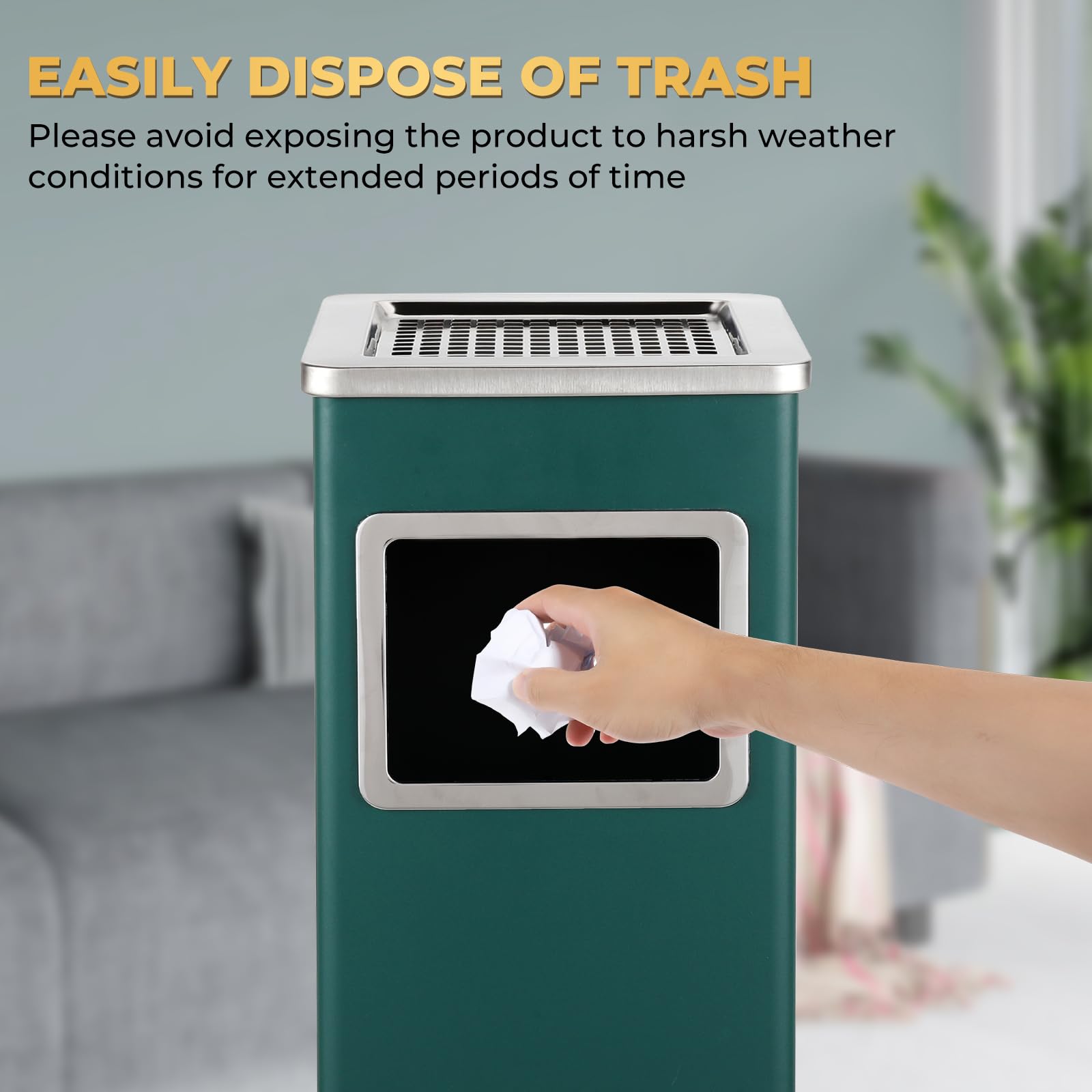 Square Stainless Steel Outdoor Trash Can