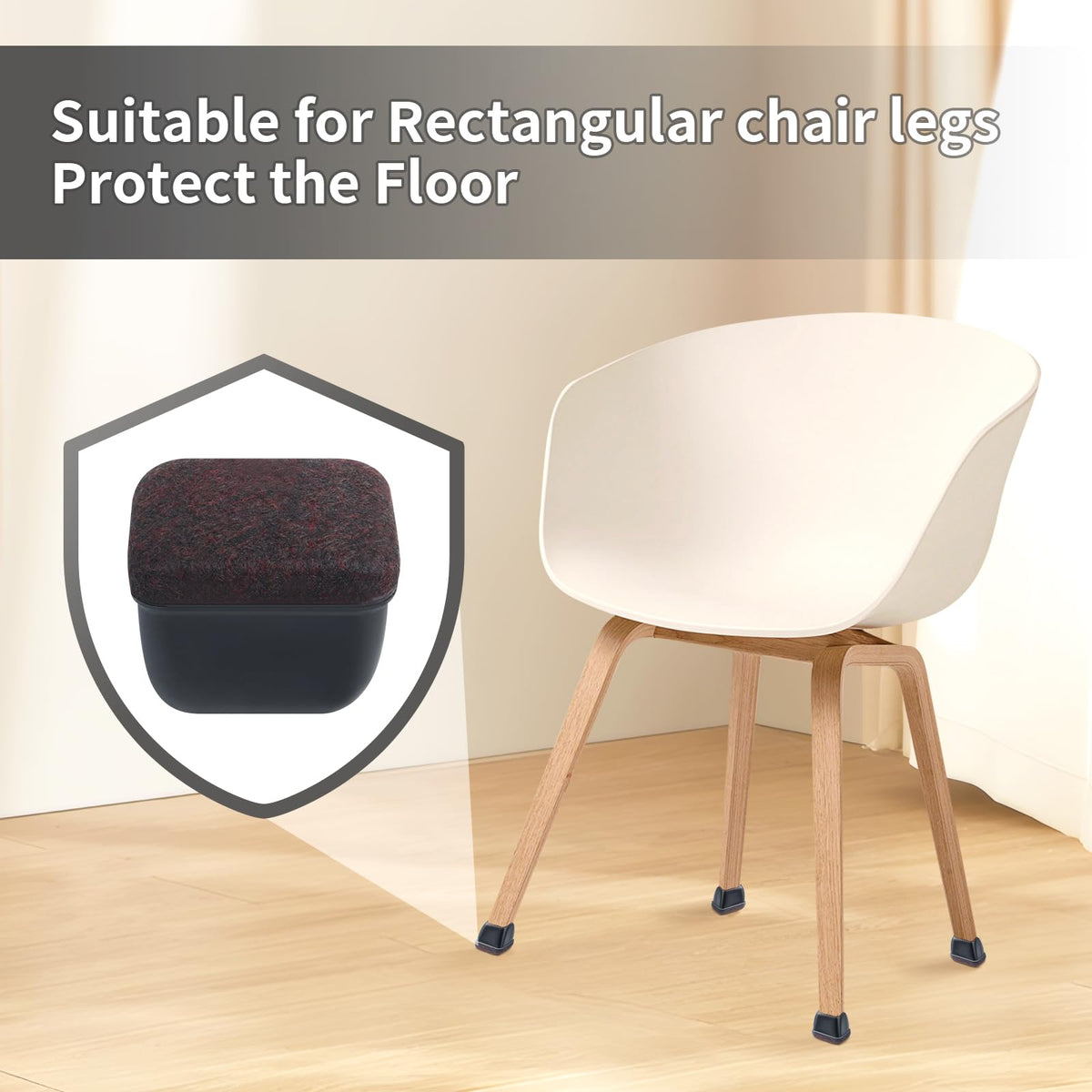 24 Pcs Rectangle Felt Chair Leg Floor Protectors for Hardwood Floors (24 Count)