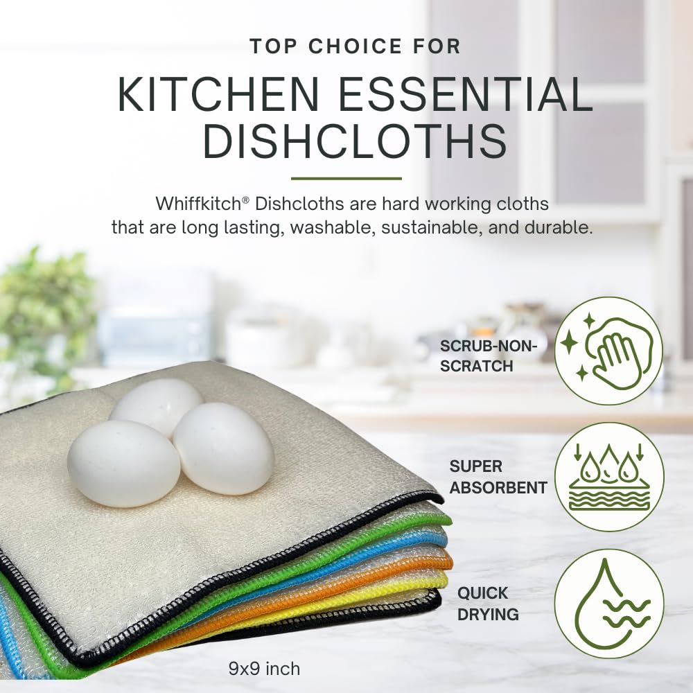 Dishcloths Kitchen Dishrag Cleaning Scrub Reusable 6pk 9x9in
