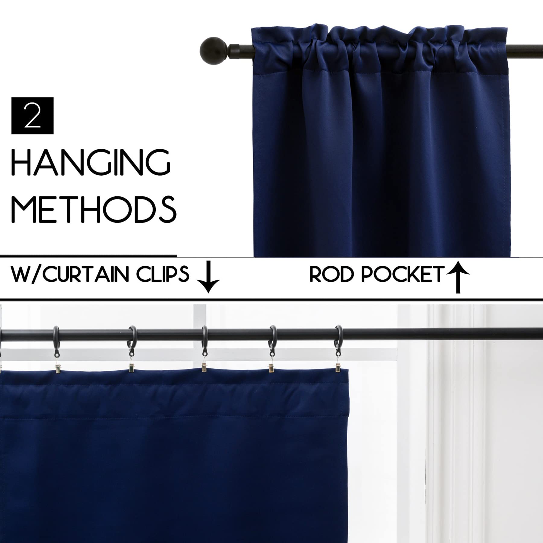 Blackout Kitchen Curtain 20 Inches Long (2 Count)