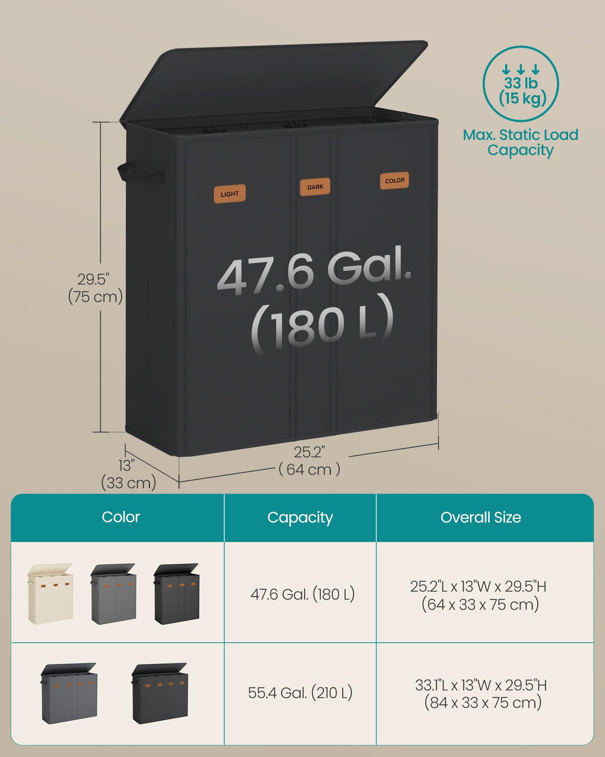 160L Laundry Hamper