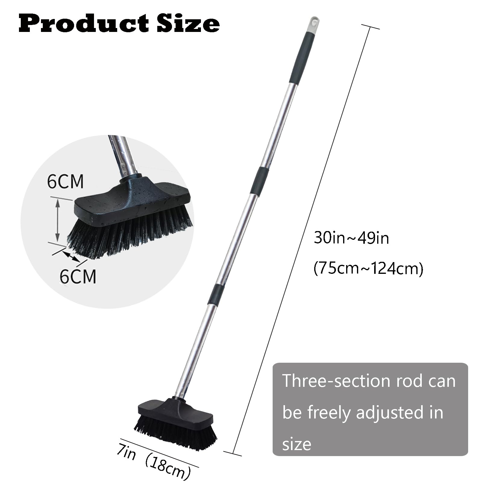 Push Broom Brush Stiff Bristles Floor Cleaning Brush Multi