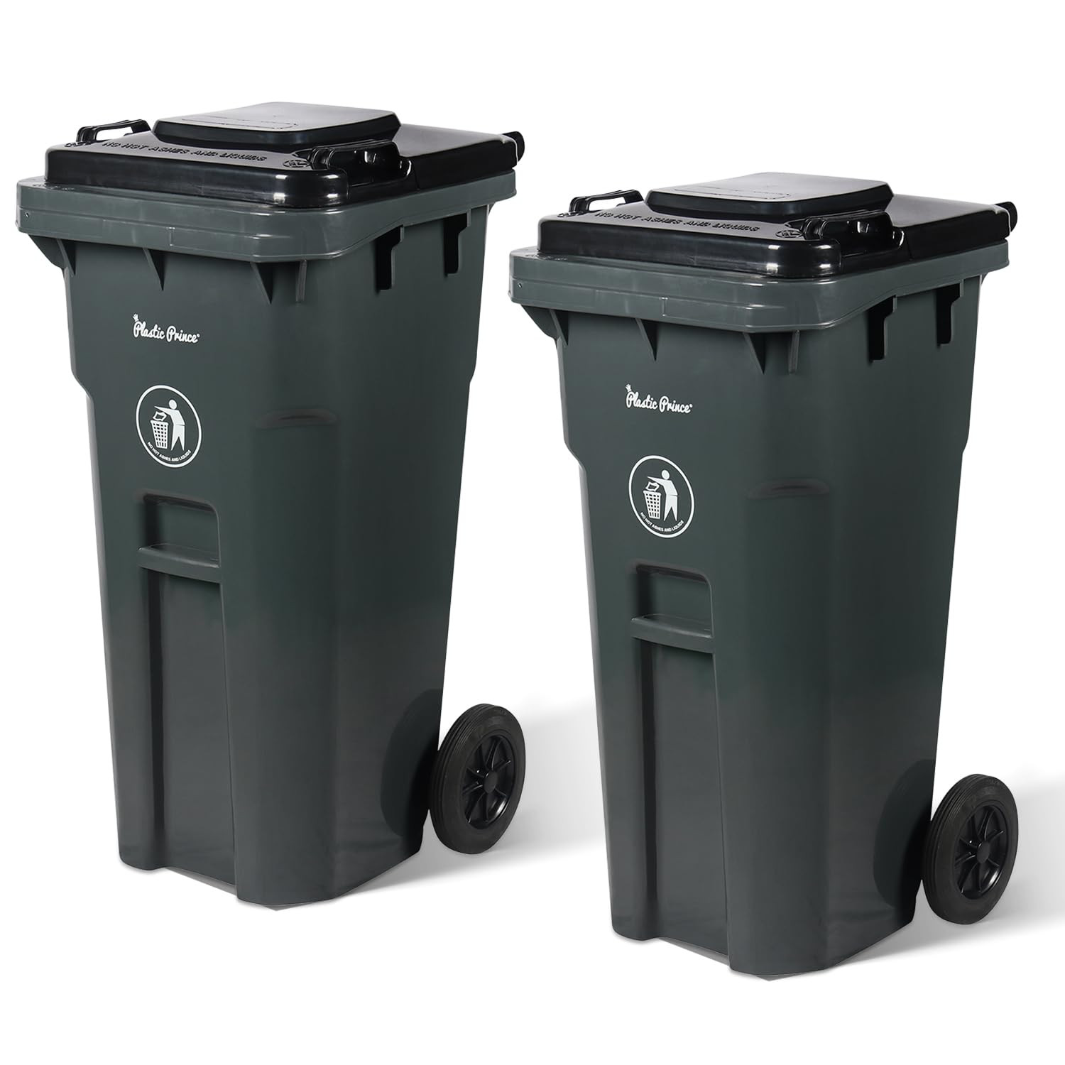 32 Gallon Trash Can with Wheels Outdoor Trash Can with Lid Heavy (2 Count)