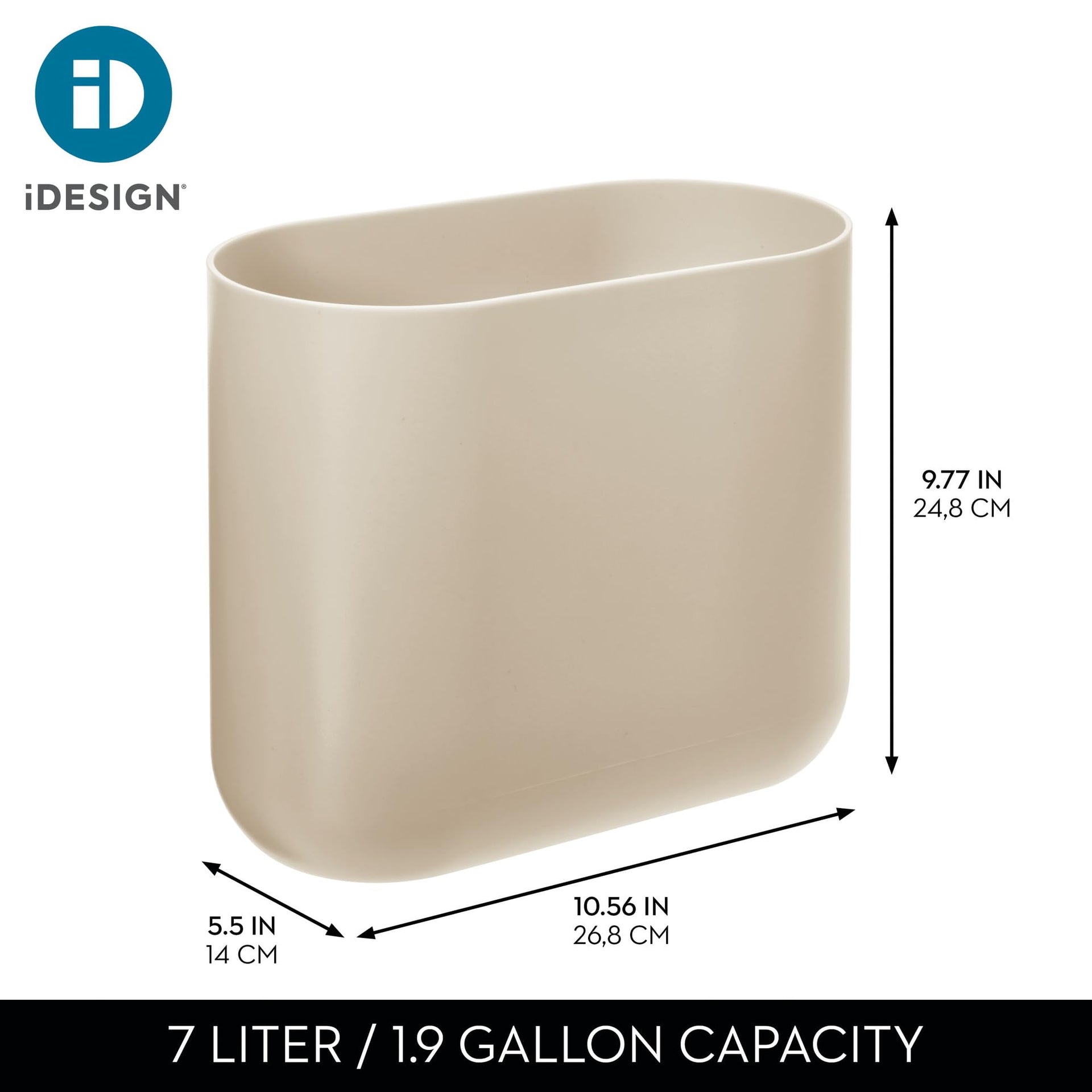 Small Slim Plastic Bathroom Trash Can (2 Count)