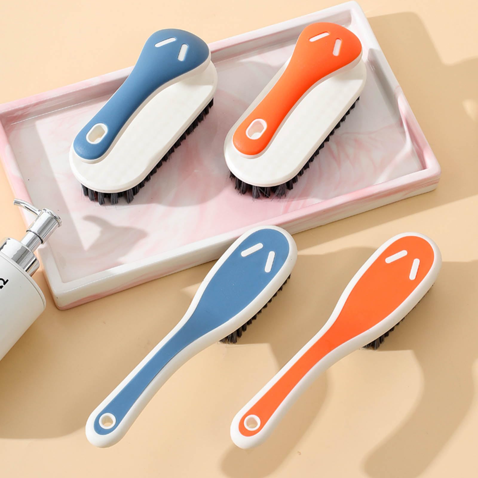 Soft Bristle Scrub Cleaning Brush Stain Remover Brush Fabric Cleaning Brush Laundry Brush Small Scrub Brush Cleaner Household Cleaning Brushes for Carpet (2 Count)