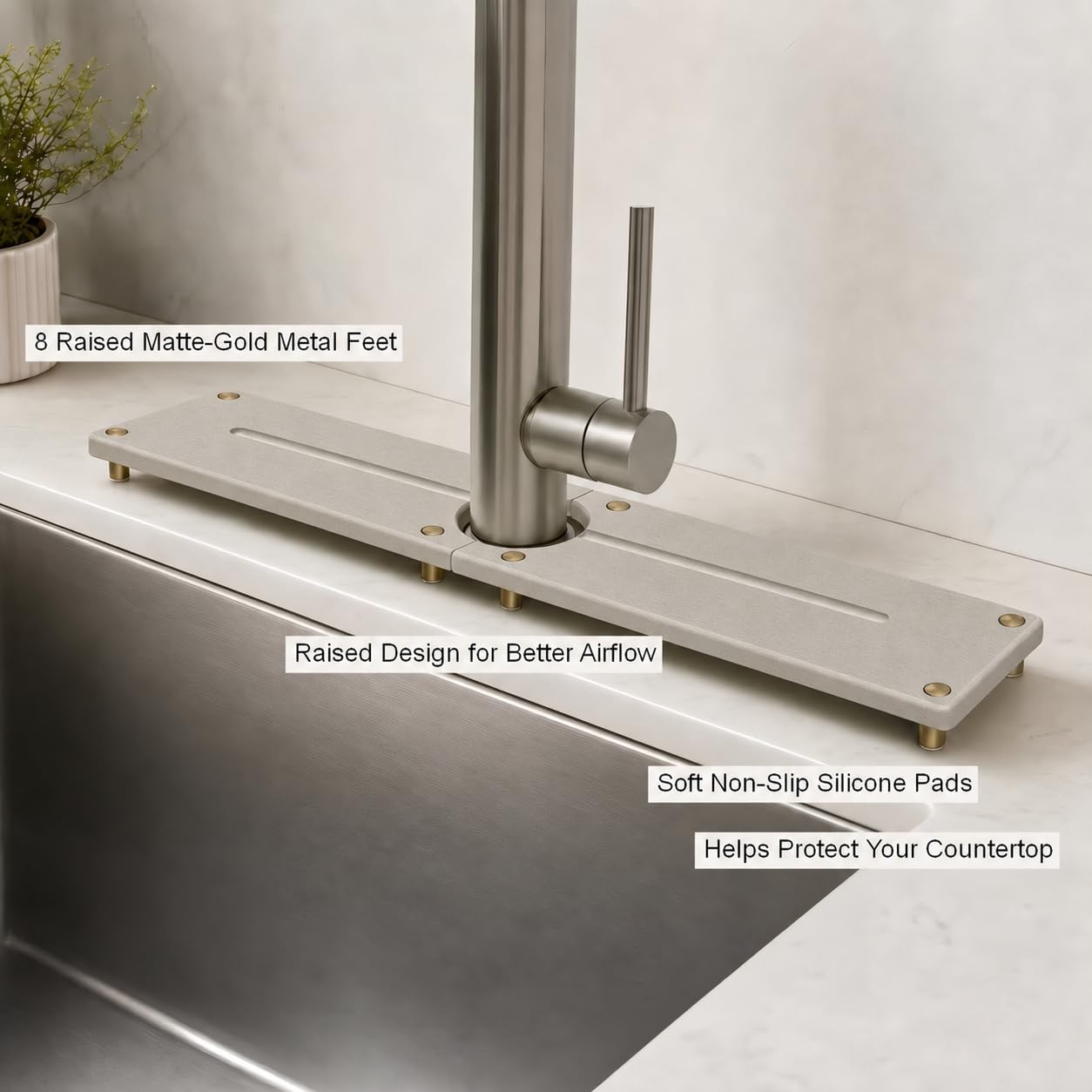 2PCS Stone Faucet Mat for Kitchen Sink (2 Count)