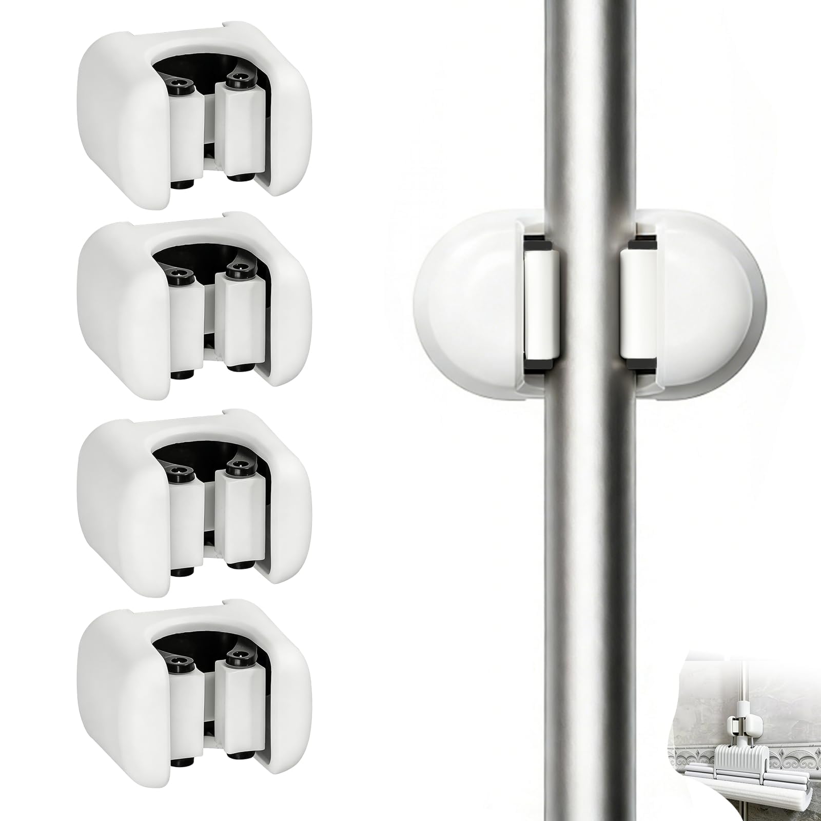 4 Pack Mop and Broom Holder Wall Mount with Self