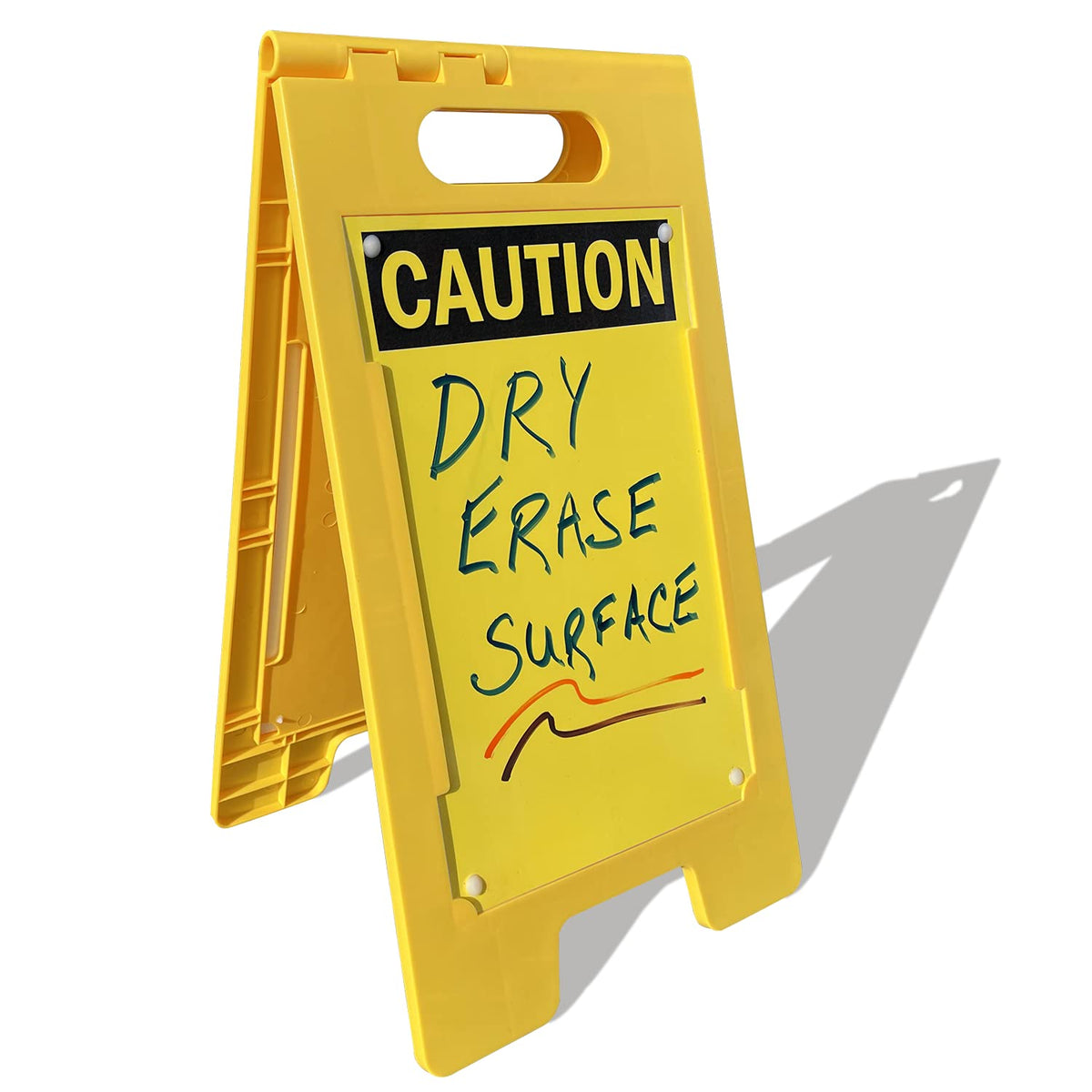 SF-0127-FB-25x12-DE Caution Blank Write-On Folding Floor Sign With Dry Erase Finish By | 25" x 12" Plastic