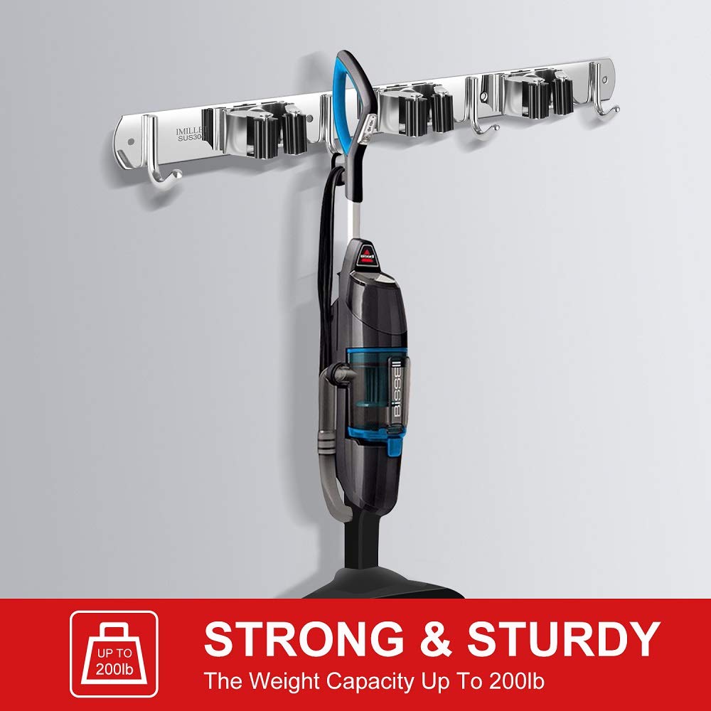 Broom Holder Wall Mount Stainless Steel Mop Organizer