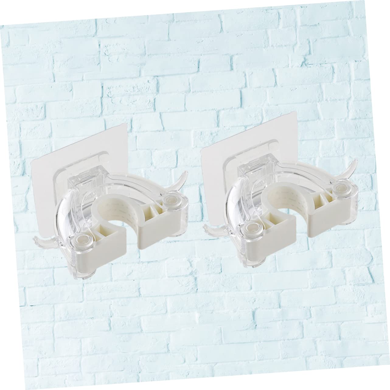 2 Pcs Seamless Mop Holder Wall Mounted No Drill Broom Hanger Clip Plastic Mop Hook for Home Kitchen Bathroom Organizer