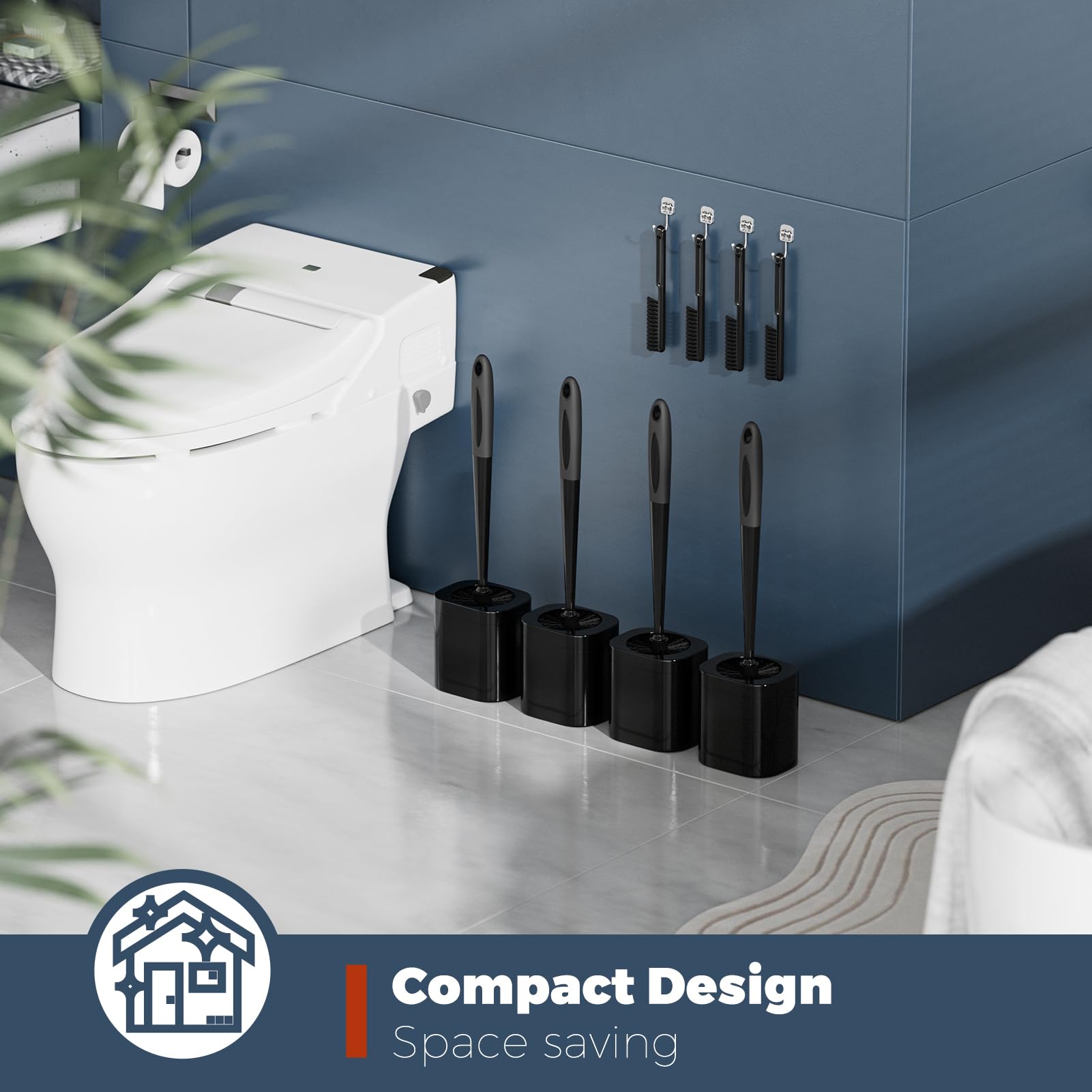 Toilet Brush and Holder Set (4 Count)