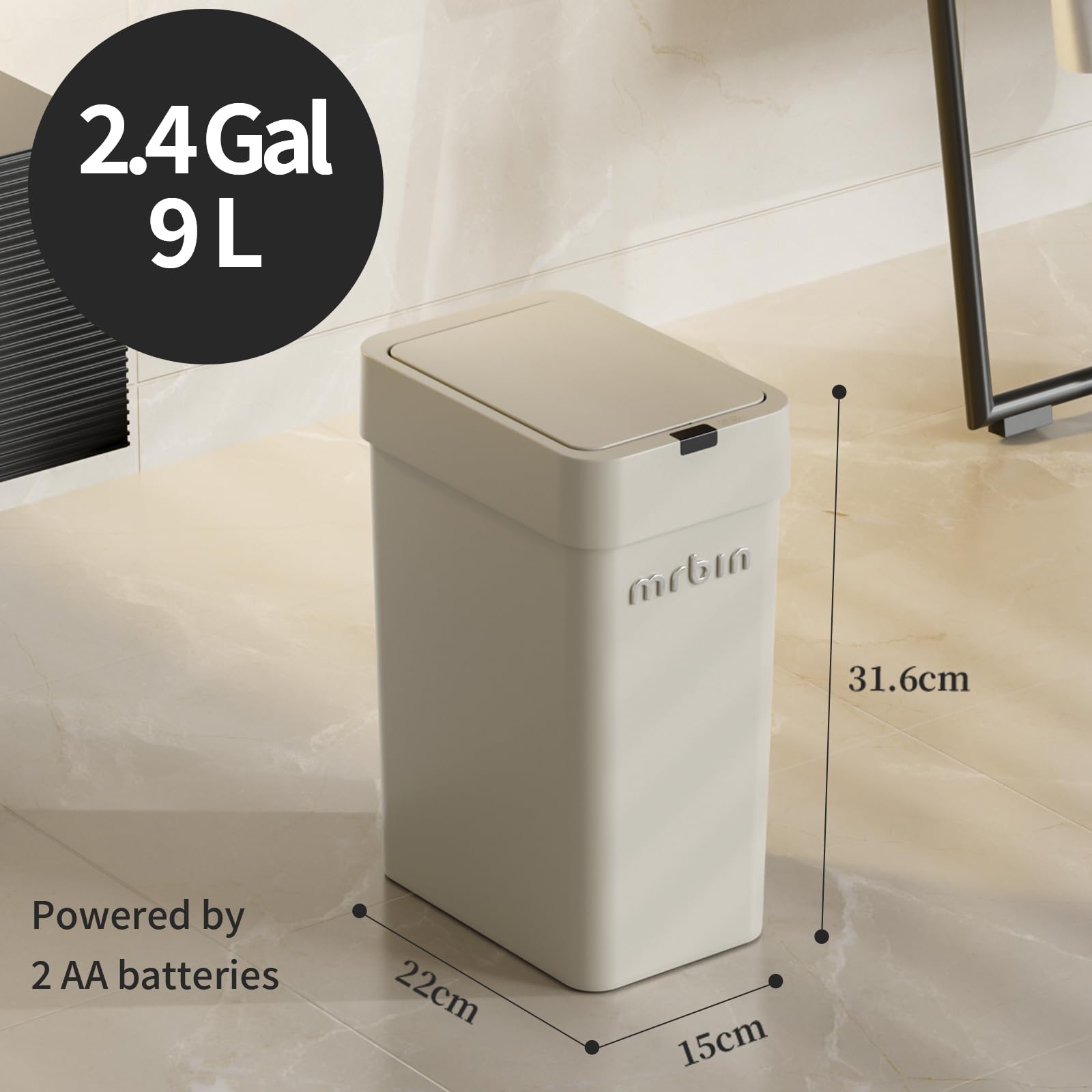 Motion Sensor Bathroom Trash Can with Lid (1152 Fl Oz)