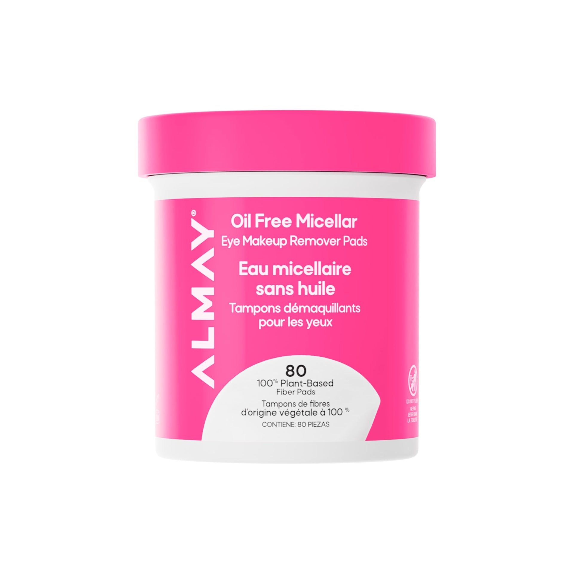 Oil Free Micellar Eye Makeup Remover Pads (80 Count)