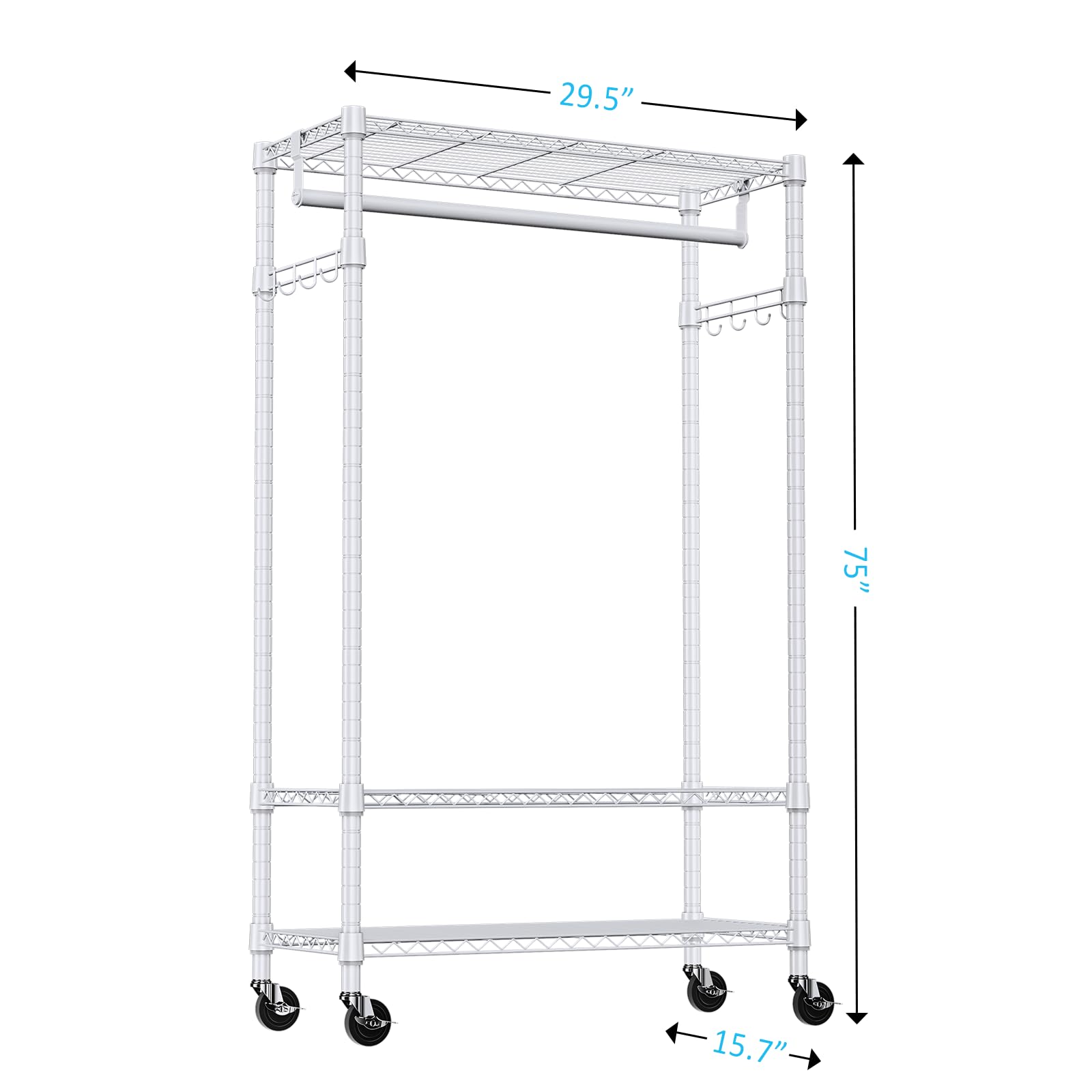 Heavy Duty Rolling Garment Rack Wire Clothes Rack for Hanging Clothes