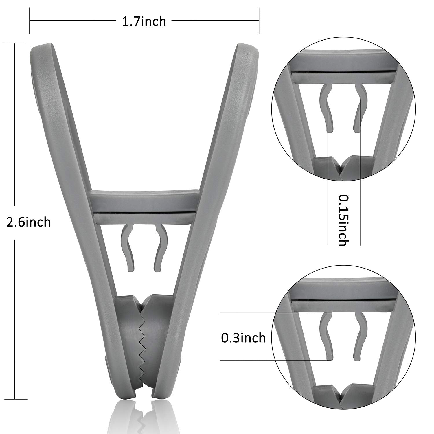 24pc Grey Plastic Hanger Clips (24 Count)