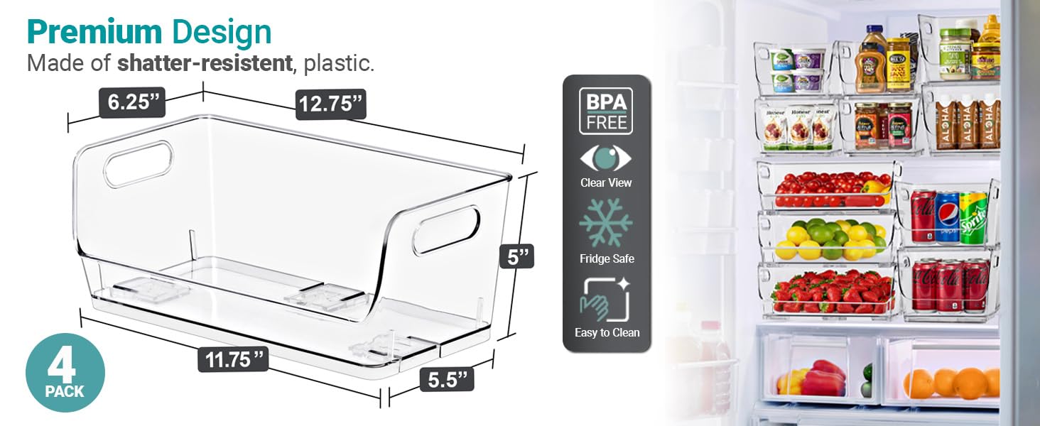 Stackable Storage Bins Open Front (4 Count)
