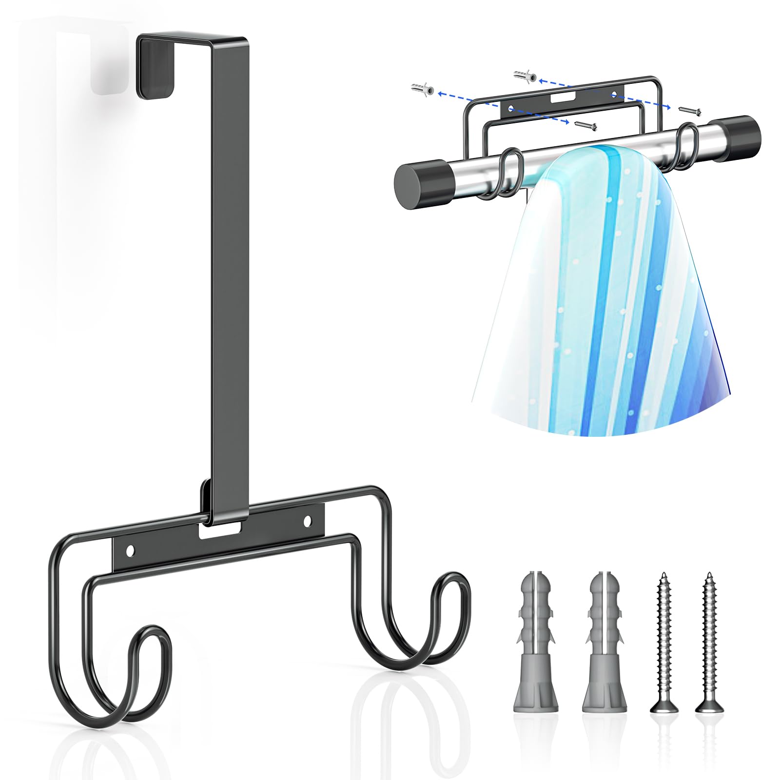 Over The Door & Wall Mount Ironing Board Hanger with Removable Hook