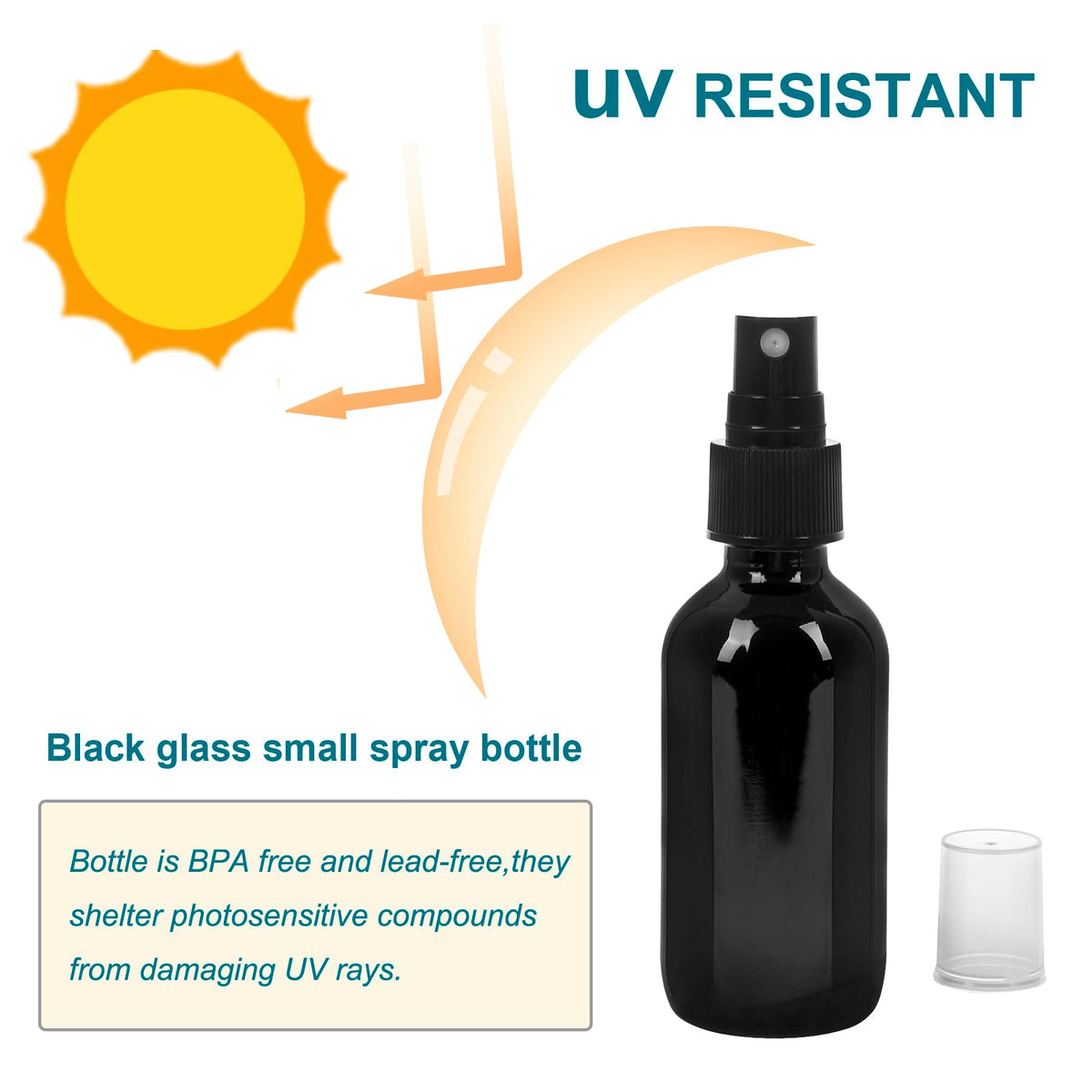 Black Glass Small Spray Bottle 2 oz 48 Packs (48 Count)