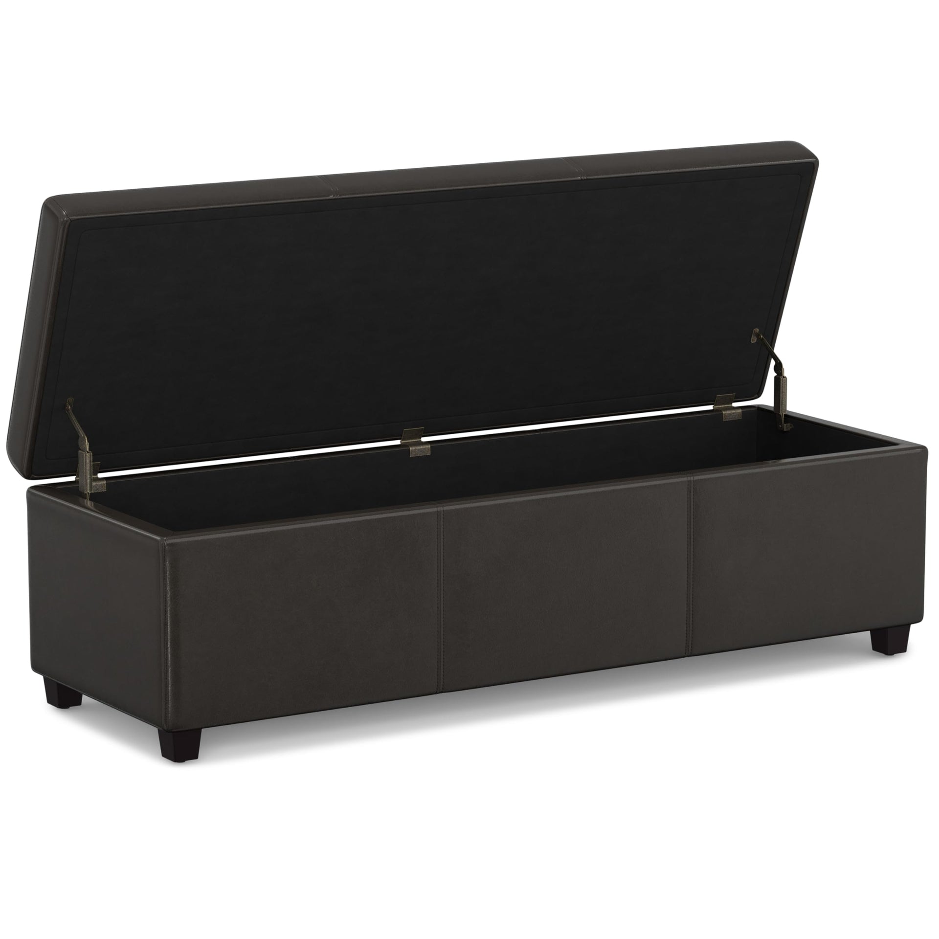 Avalon 54" Wide Vegan Leather Storage Ottoman in Tanners Brown