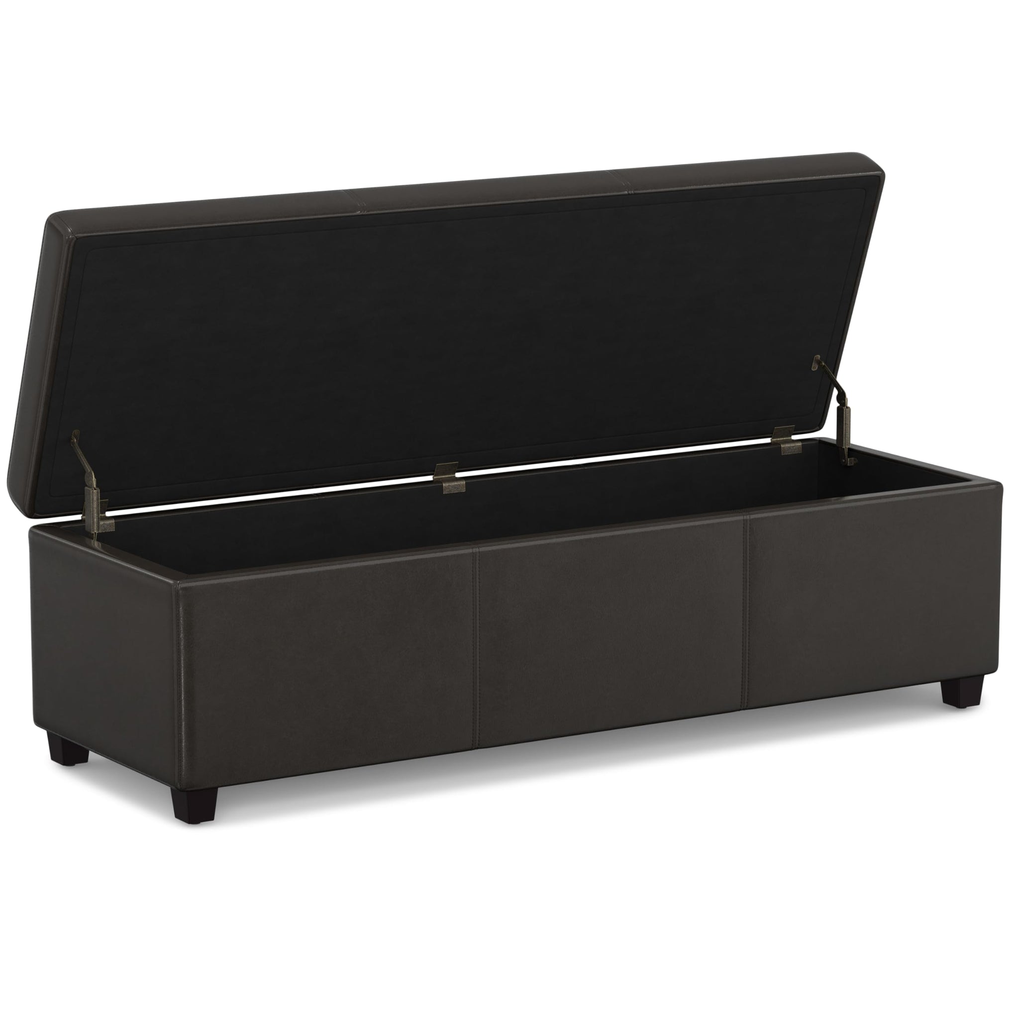 Avalon 54" Wide Vegan Leather Storage Ottoman in Tanners Brown