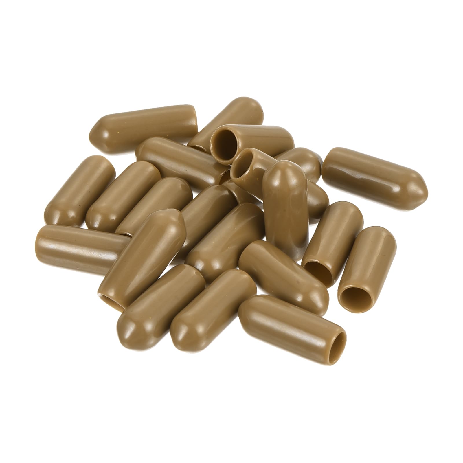 20pcs Rubber End Caps 5.5mm ID Vinyl PVC Round Tube Bolt Cap Cover Screw Thread Protectors Light Brown